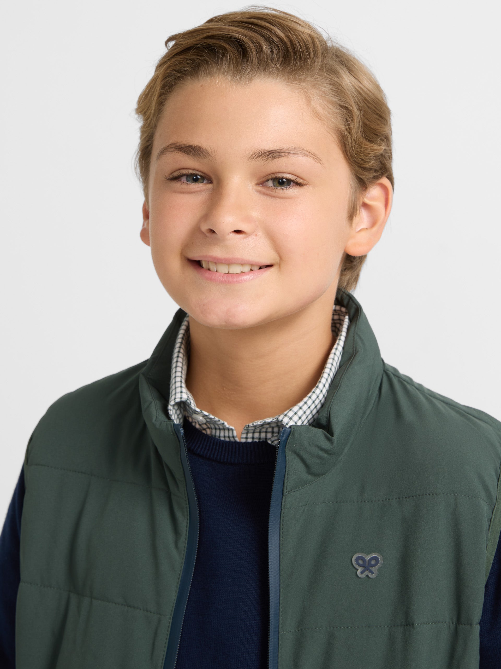 Gilet technique enfant matelassé vert