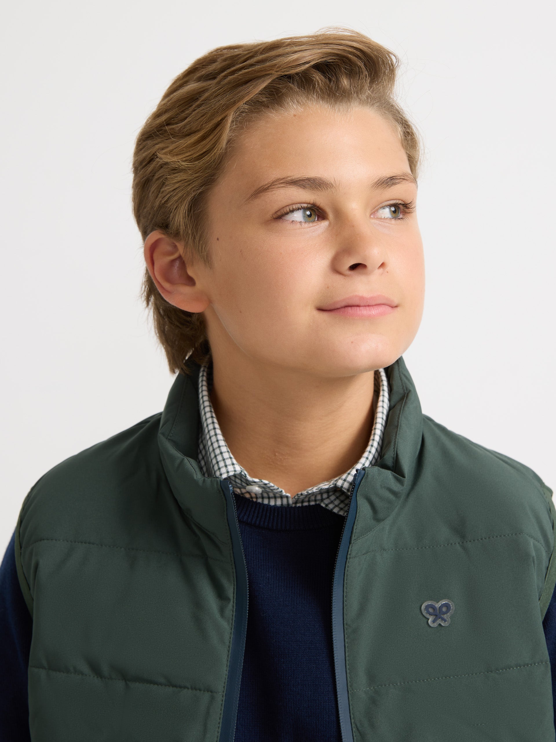 Gilet technique enfant matelassé vert