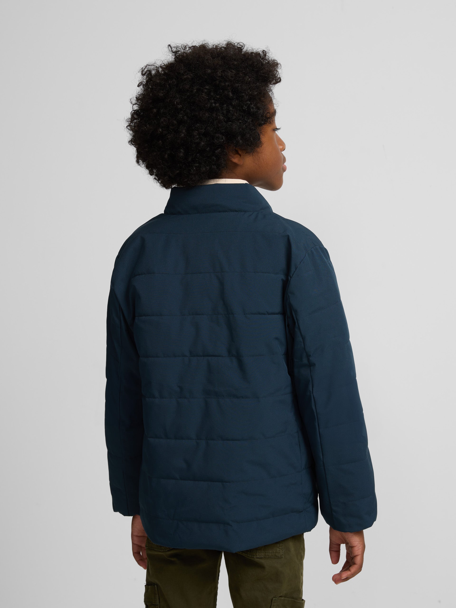 Reversible padded technical kids coat