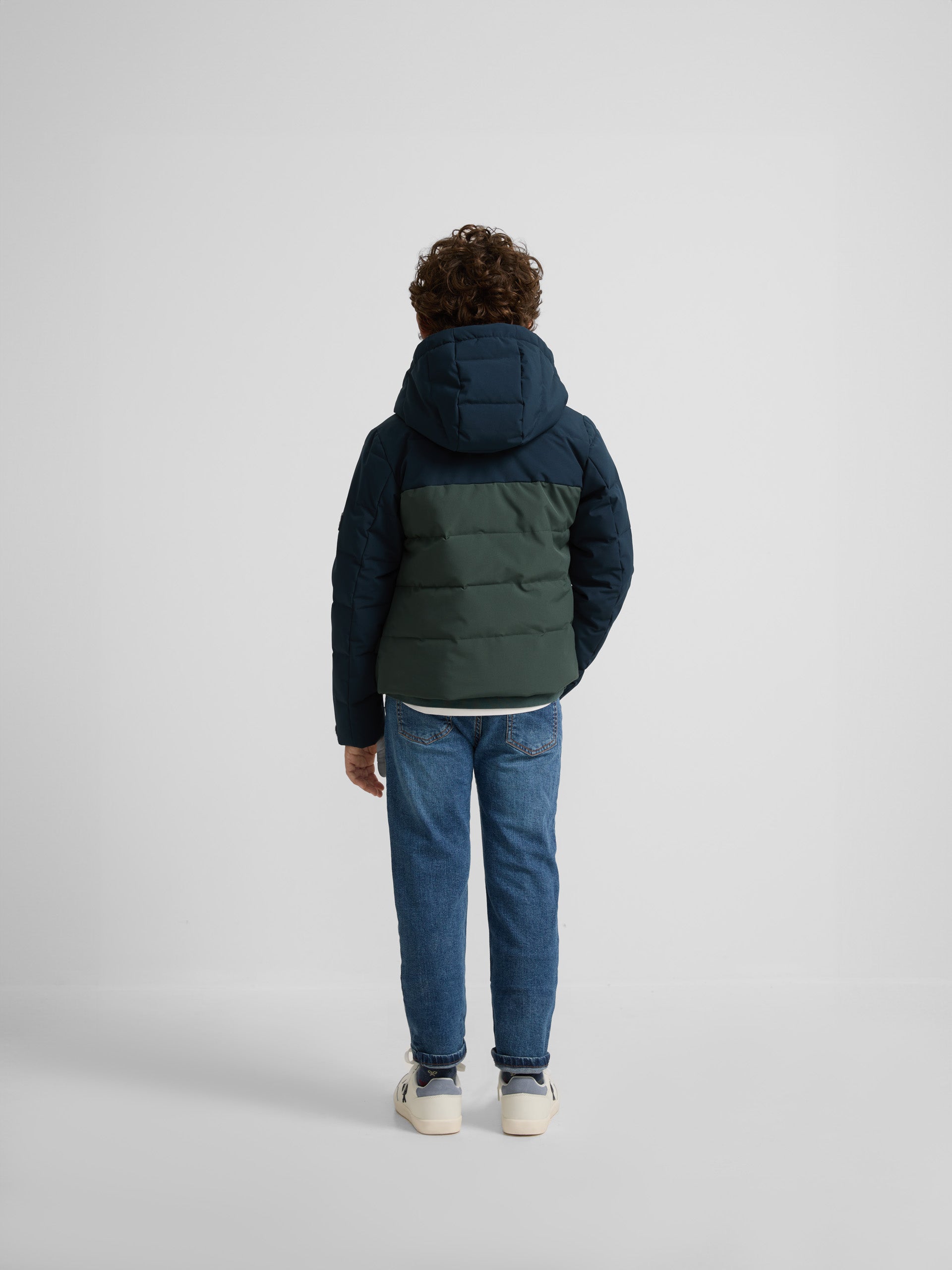 Manteau technique enfant à capuche bicolore