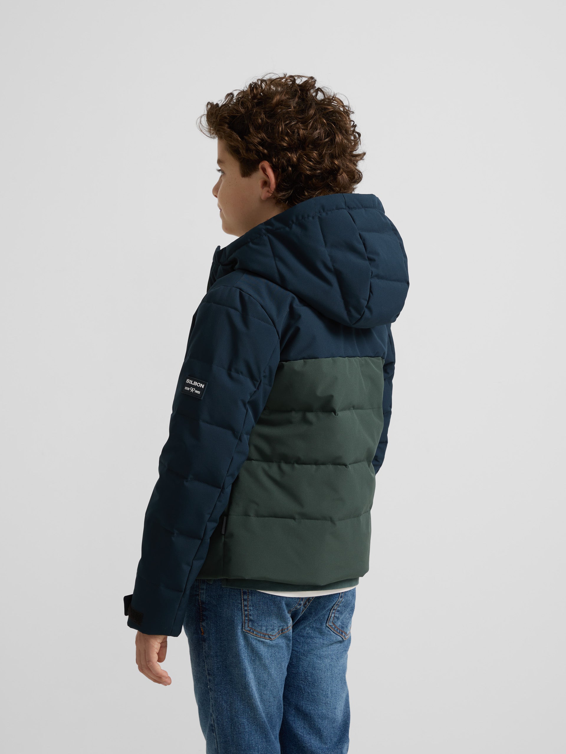 Manteau technique enfant à capuche bicolore