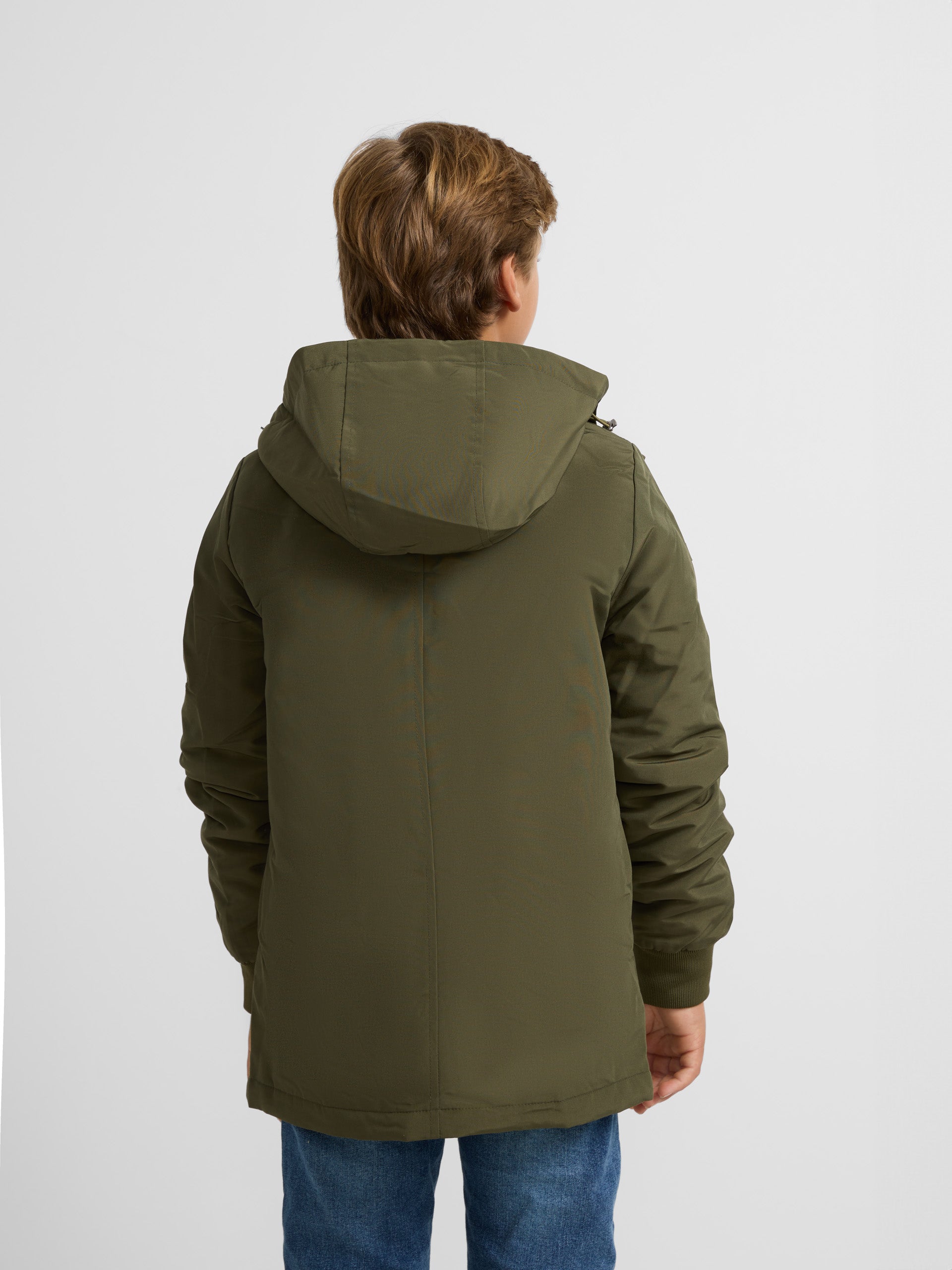 Parka technique enfant à capuche verte