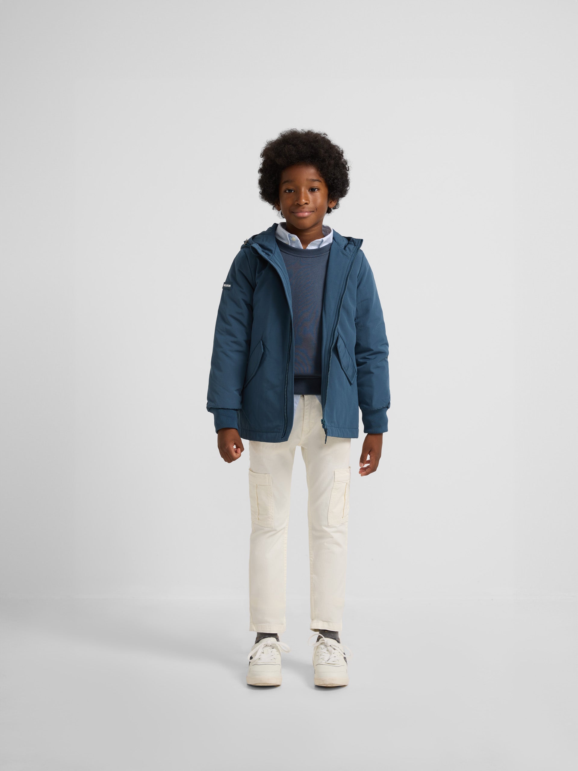 Technical parka kids blue hood