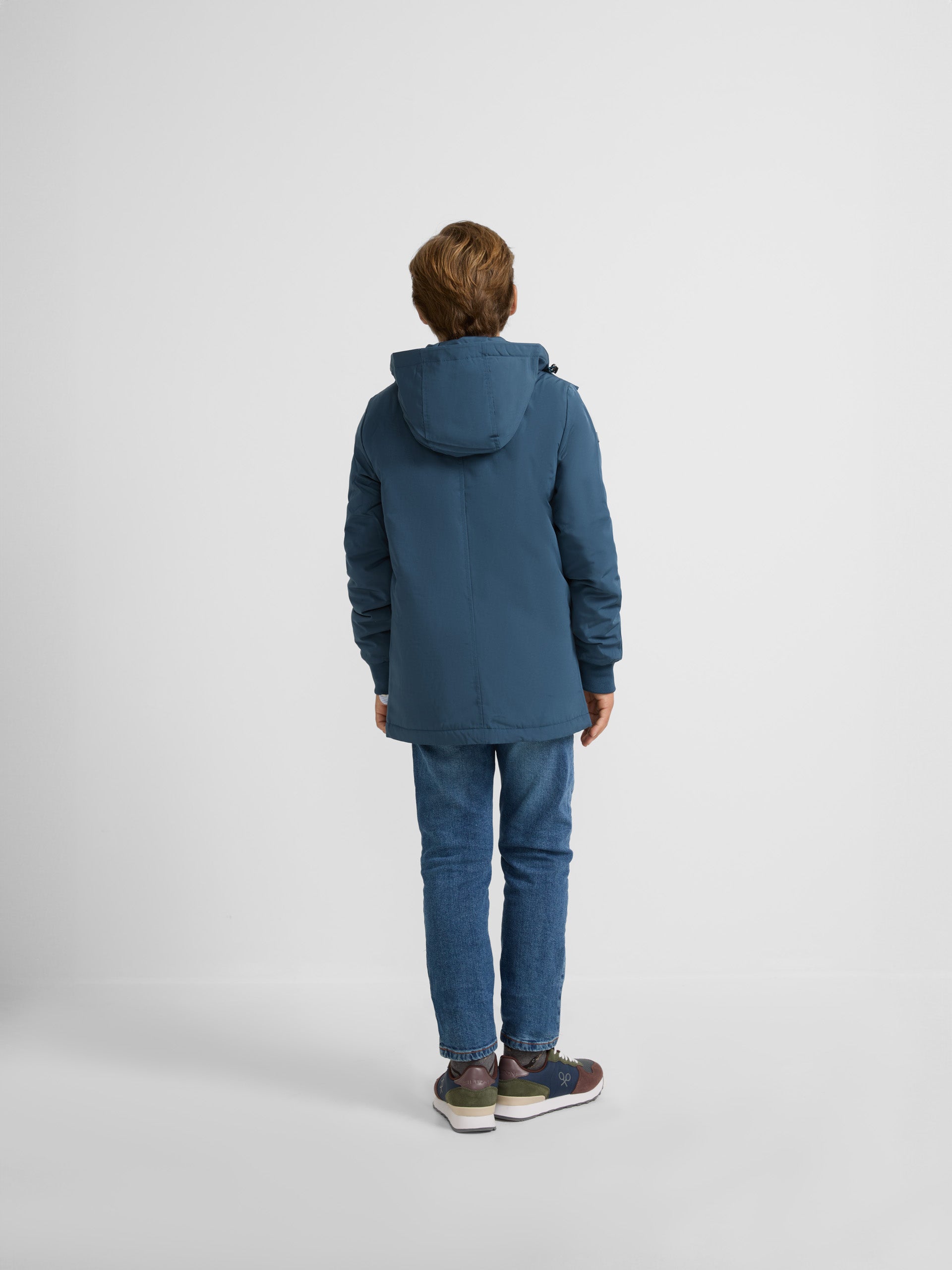 Parka technique enfant à capuche bleue