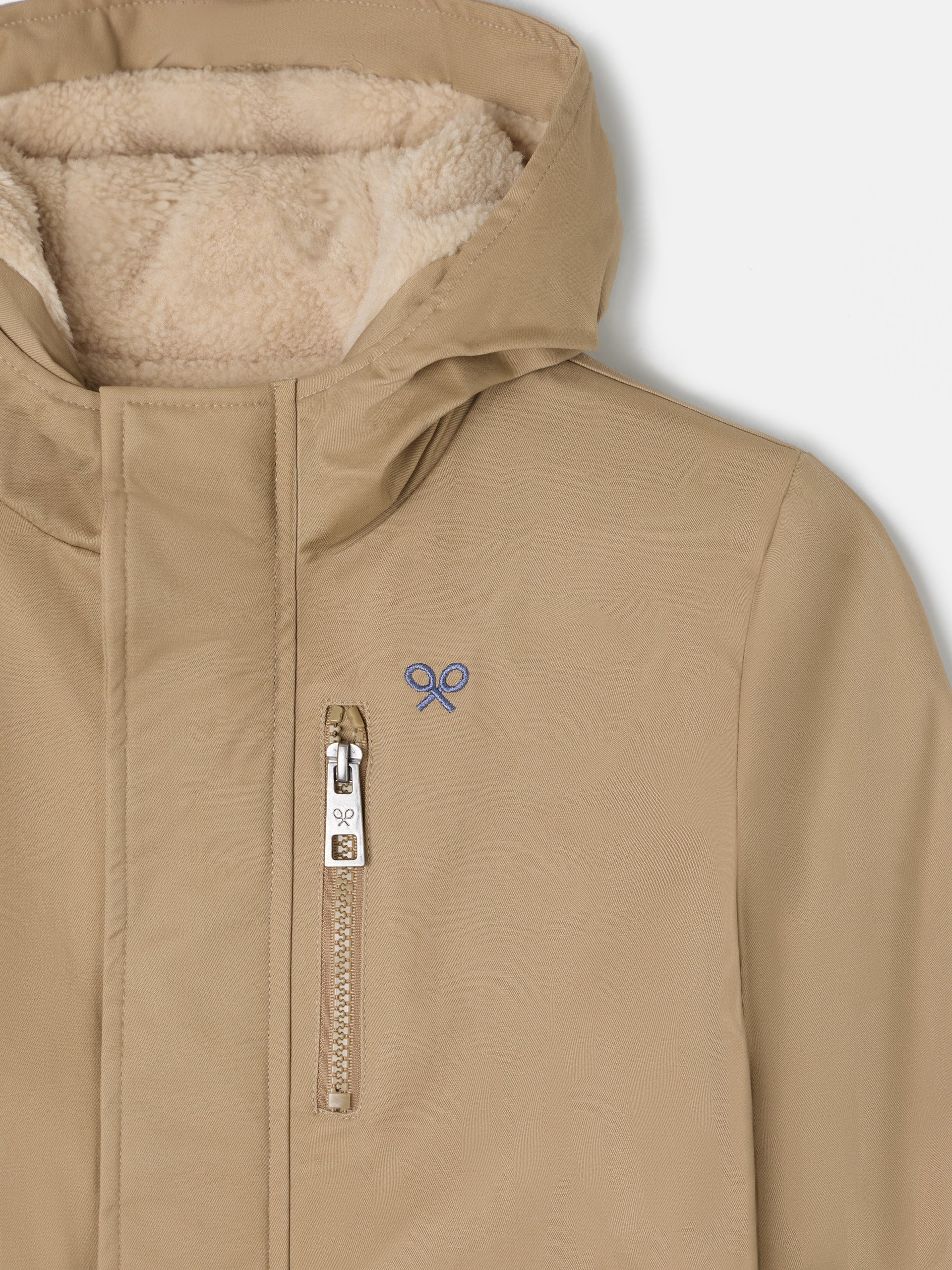 Manteau enfant à capuche, poches beige moyen