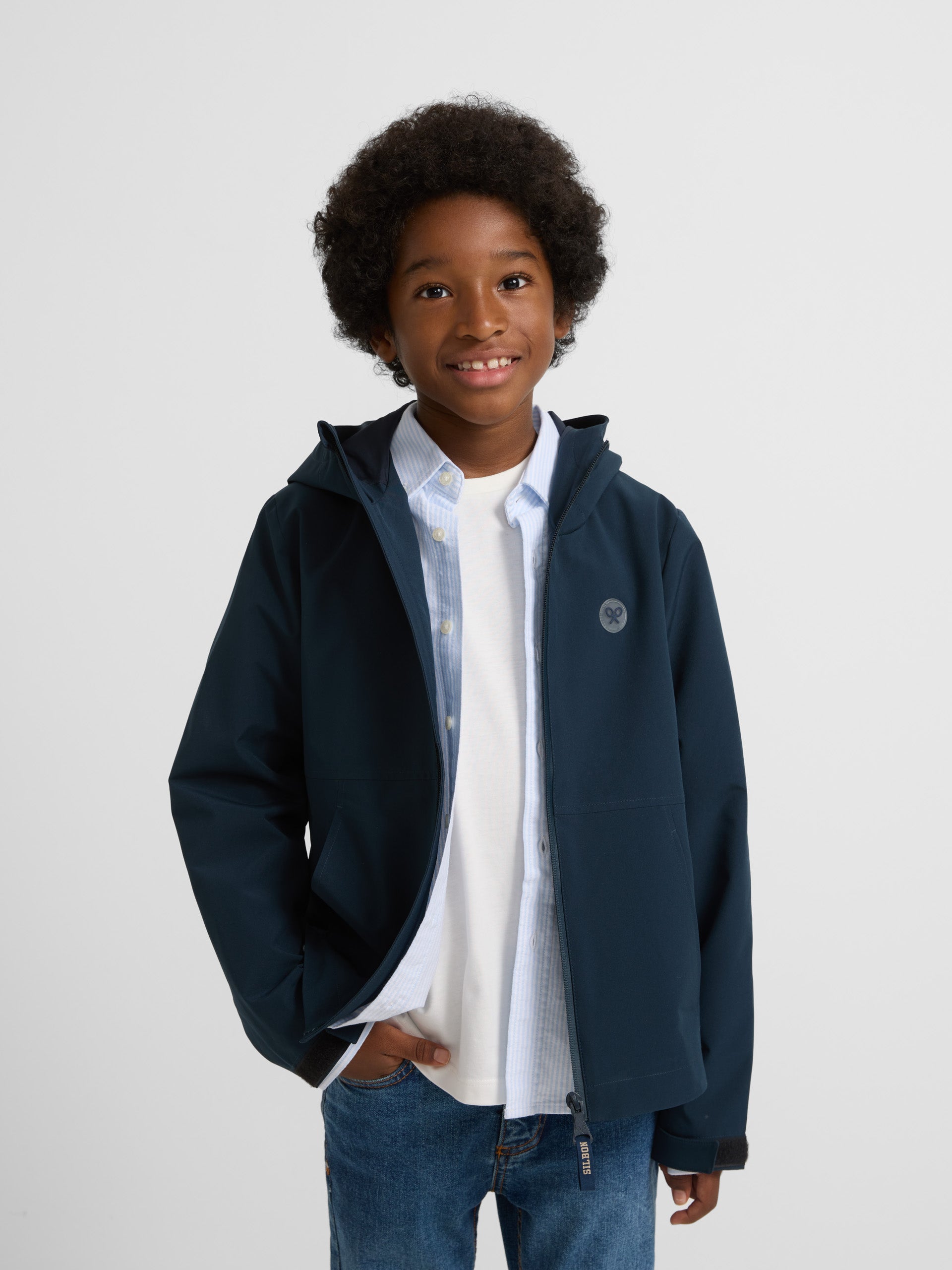 Navy blue kids windbreaker jacket