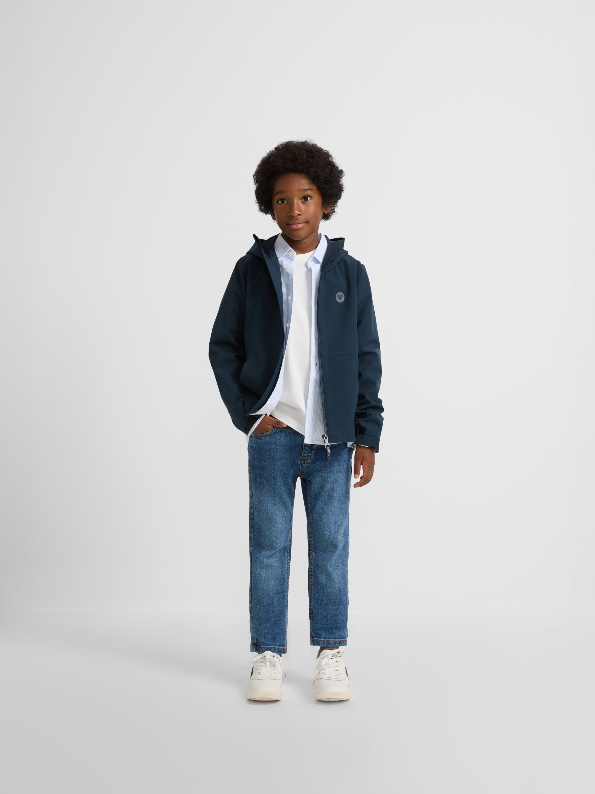 Navy blue kids windbreaker jacket