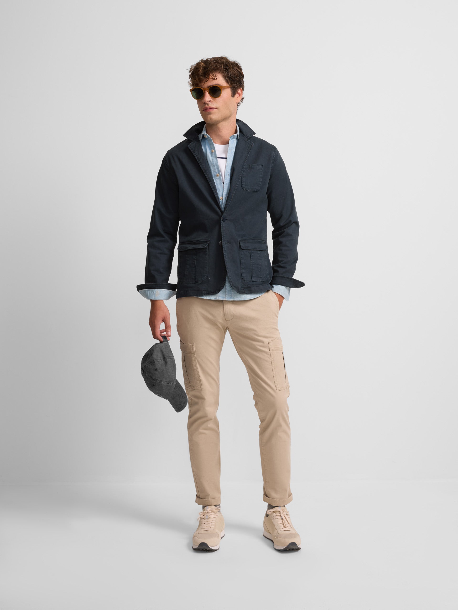 Casual navy blue semi-blazer