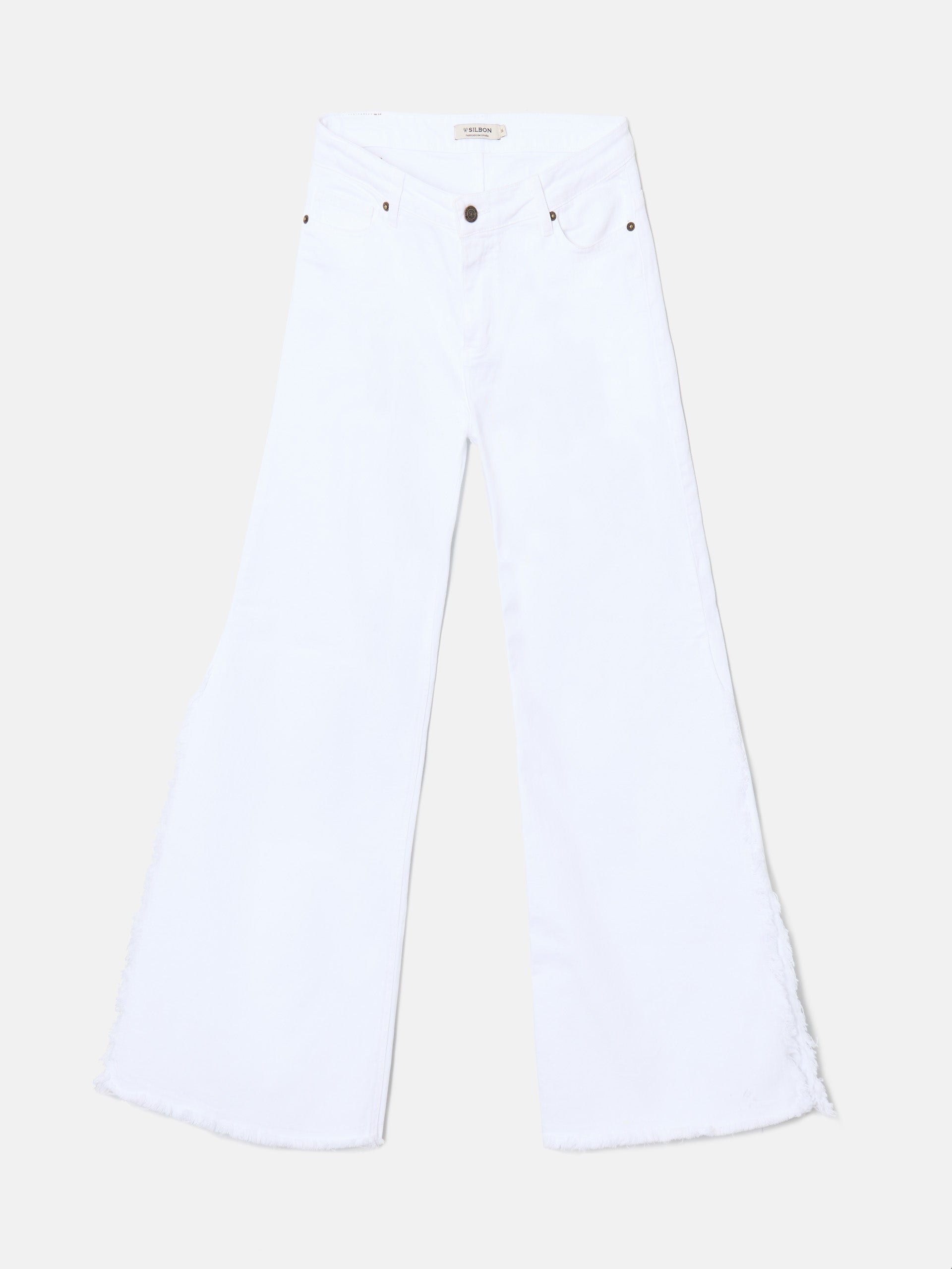 White denim pants with side slits