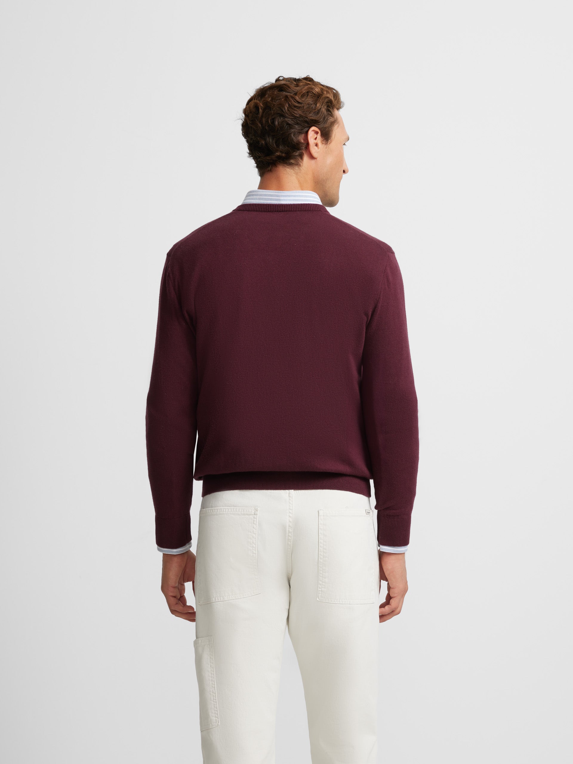 Plain burgundy V-neck sweater