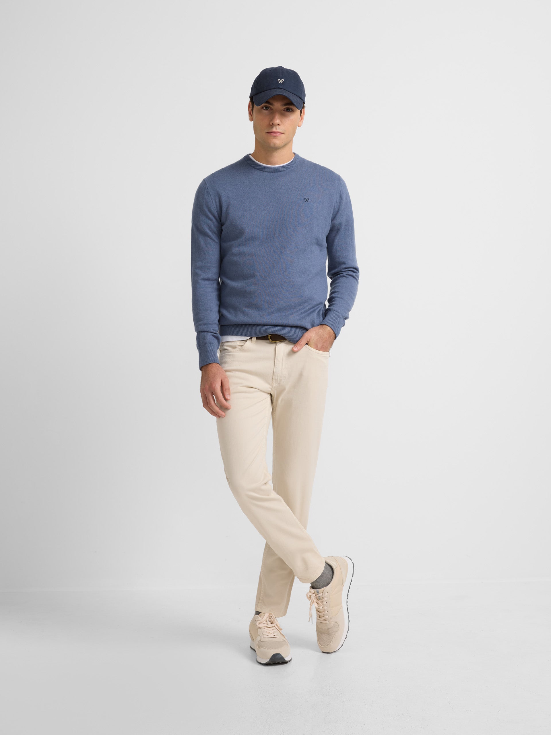 Plain light blue round neck sweater