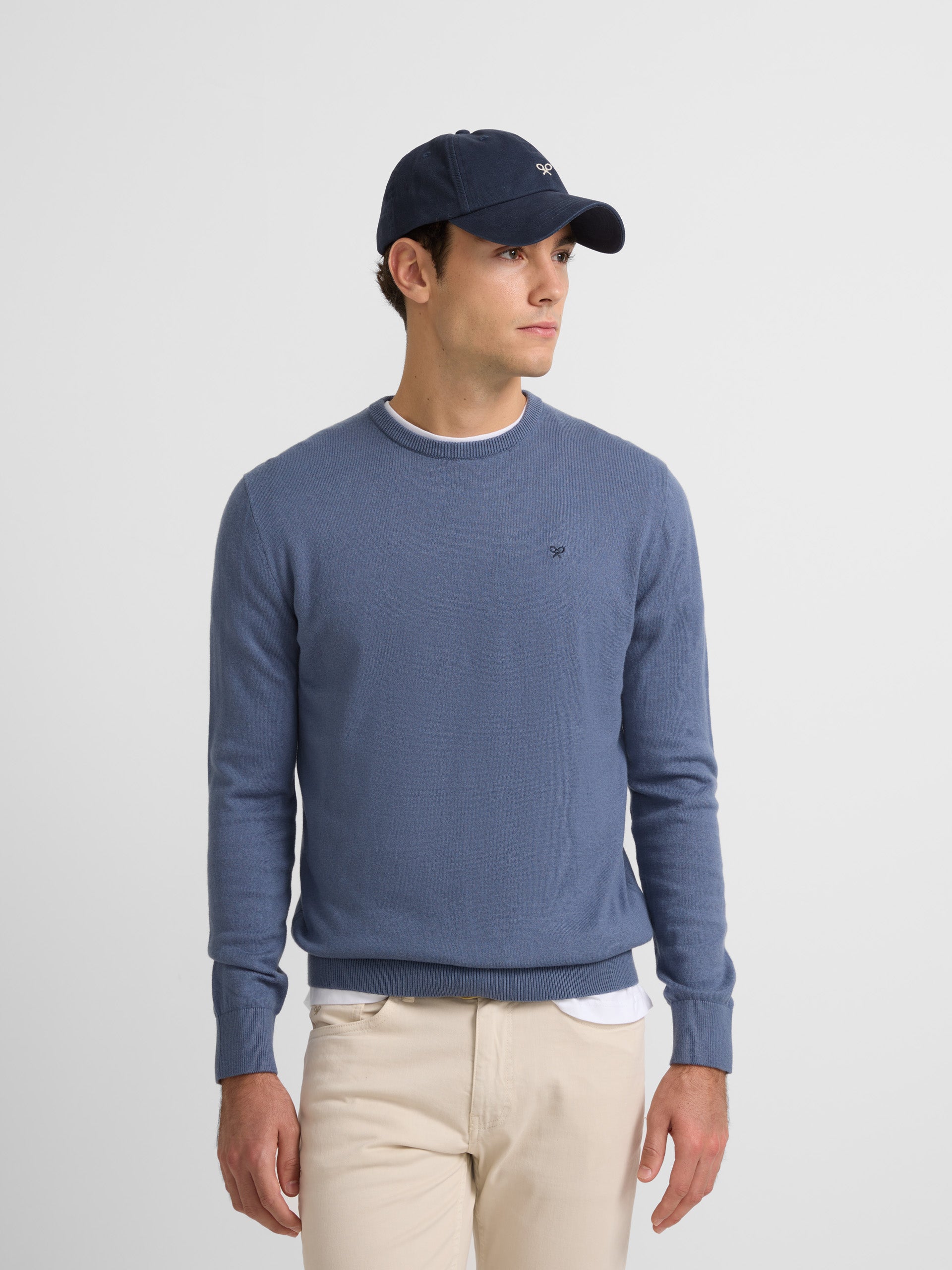 Plain light blue round neck sweater