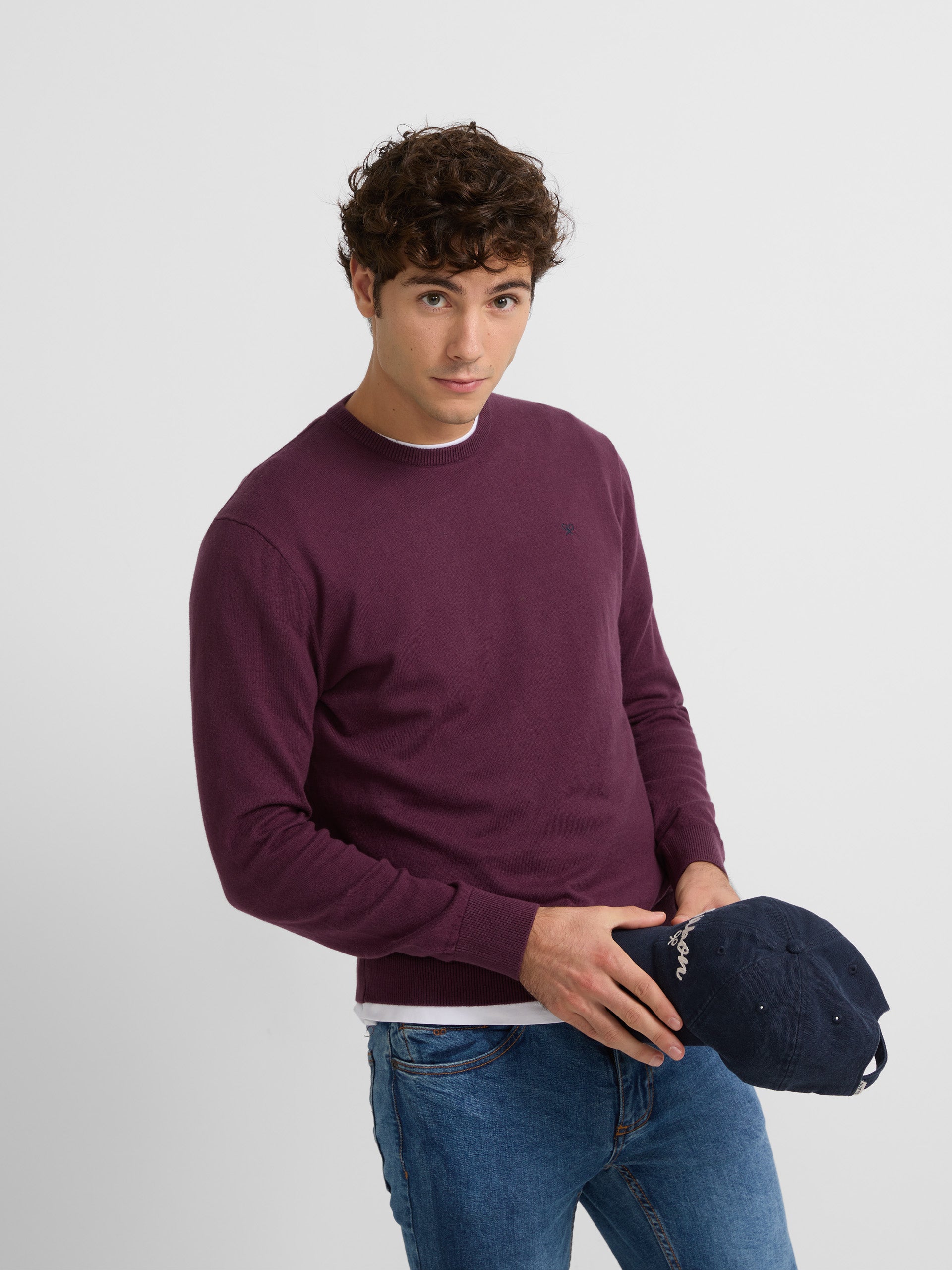 Pull uni col rond bordeaux