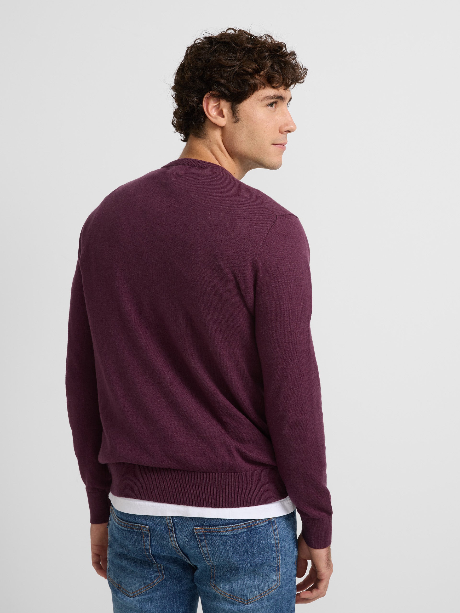 Pull uni col rond bordeaux