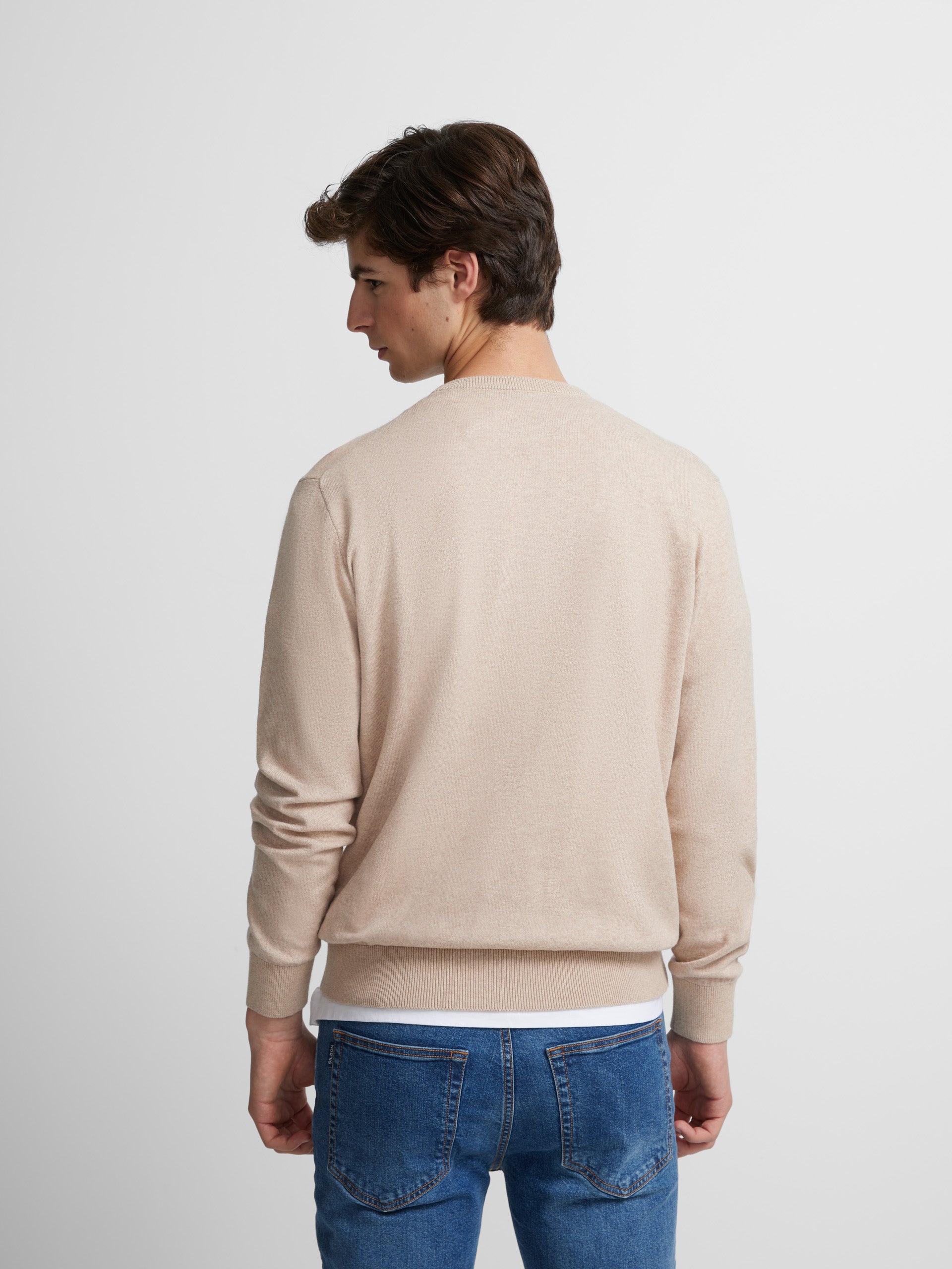 Plain beige round neck sweater