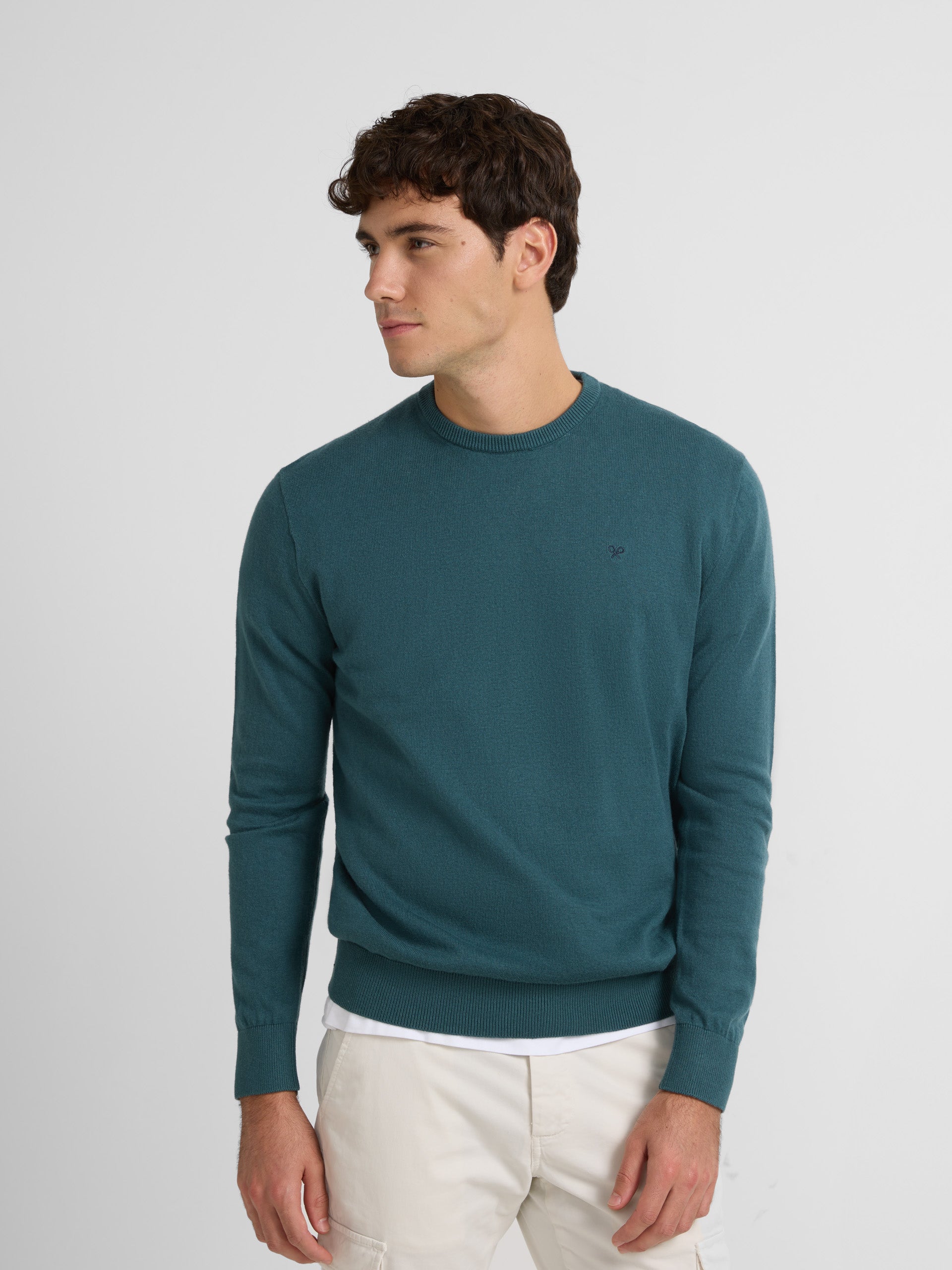 Plain round neck jersey petrol