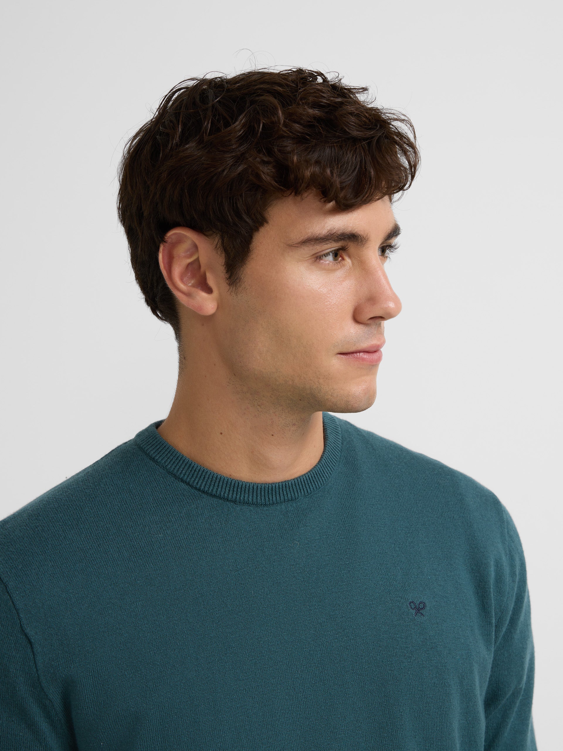 Plain round neck jersey petrol