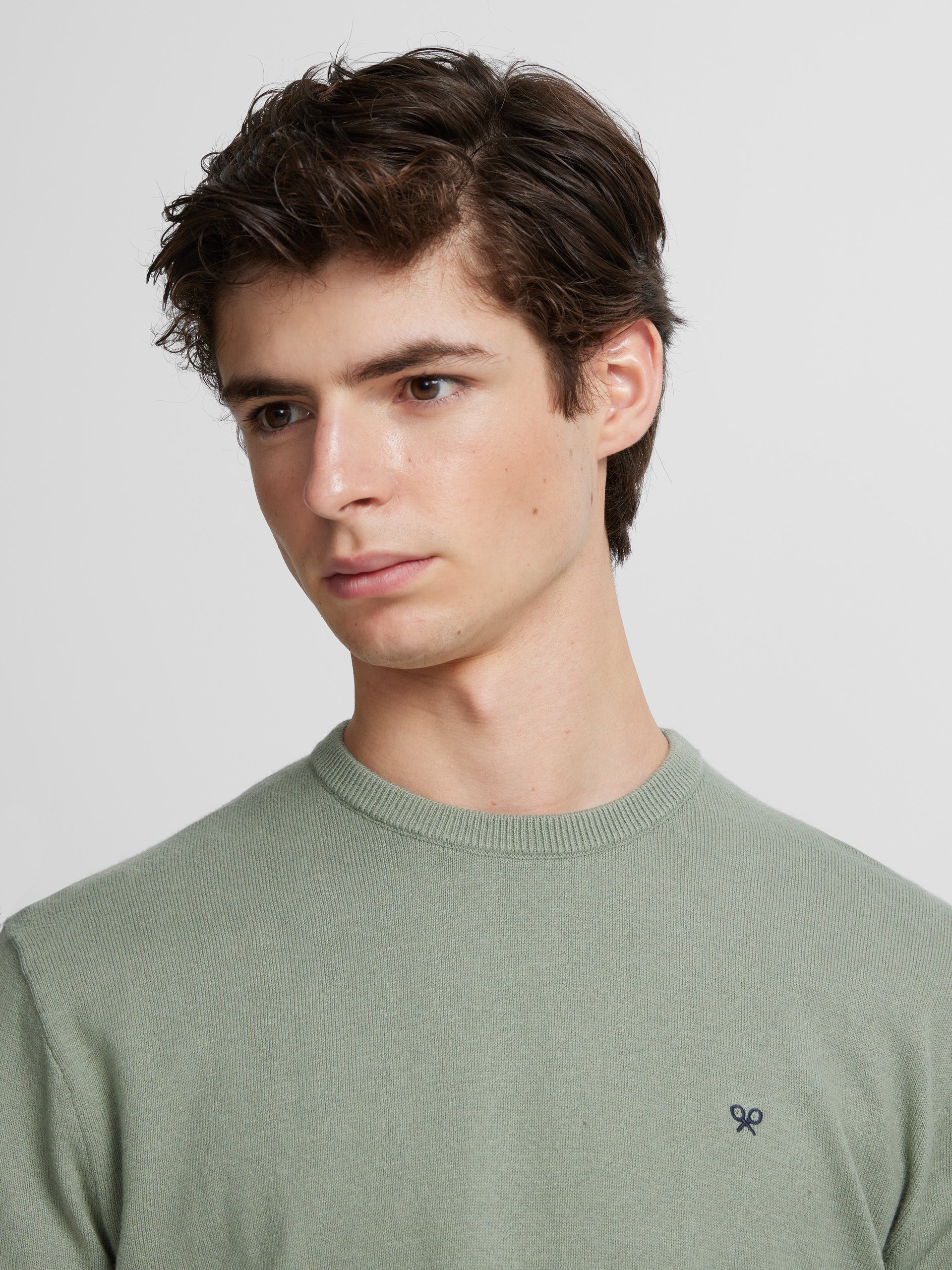 Plain round neck jersey in green