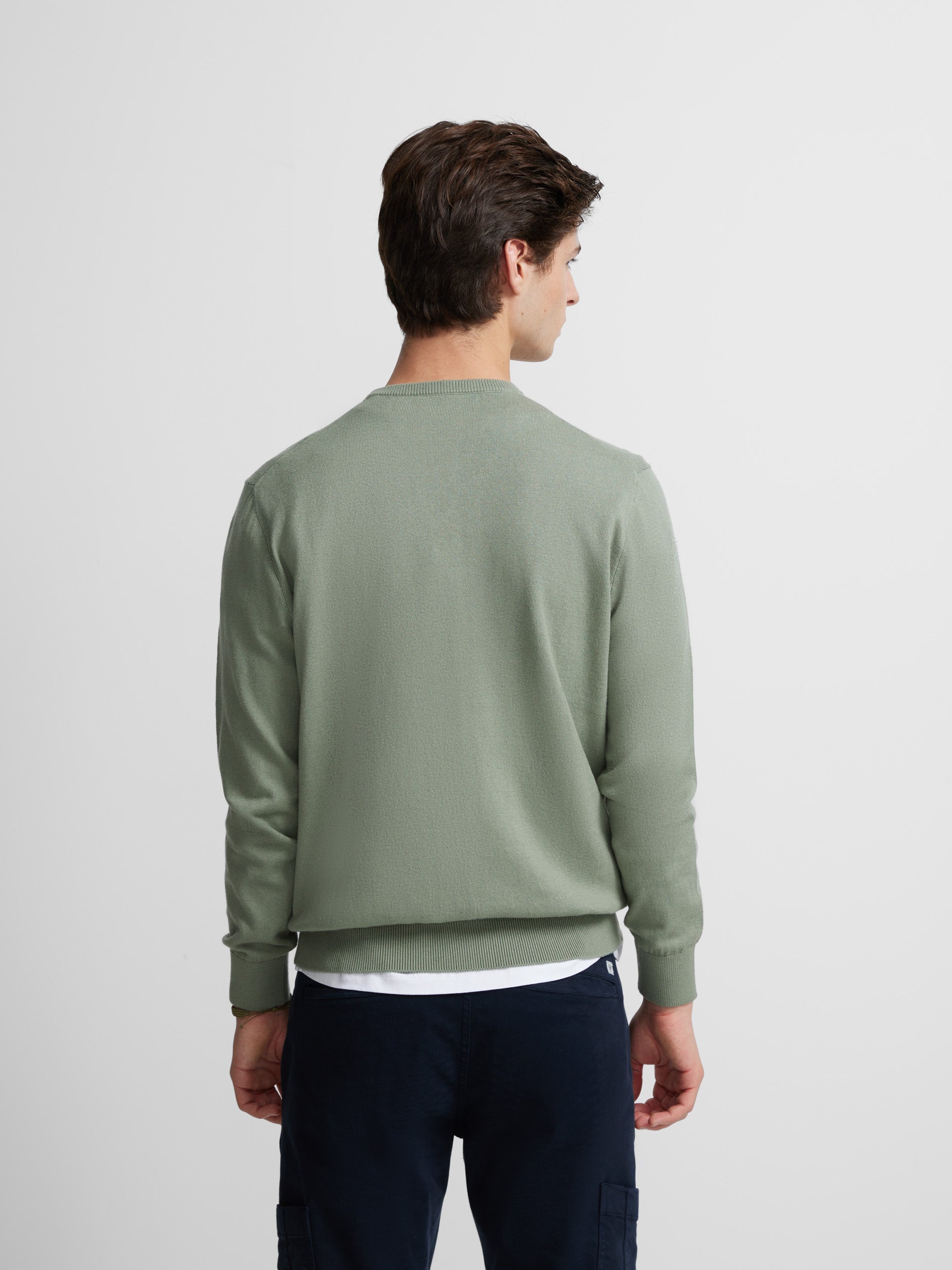 Plain round neck jersey in green