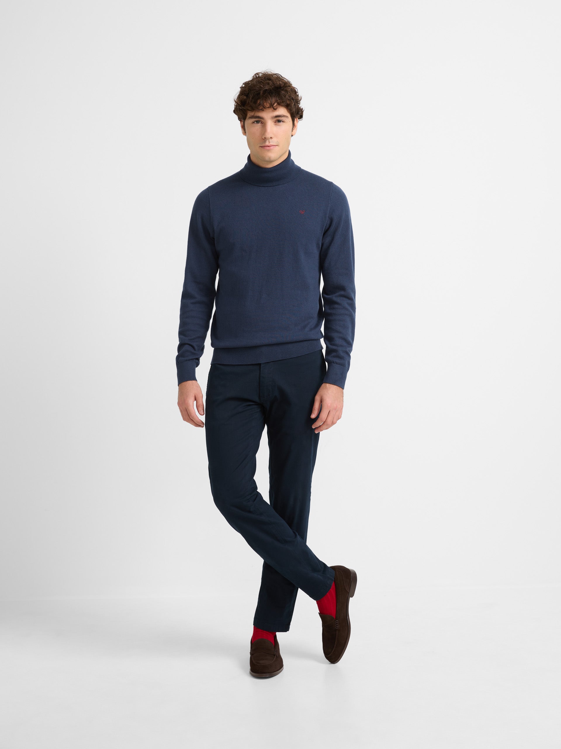 Plain navy blue turtleneck sweater