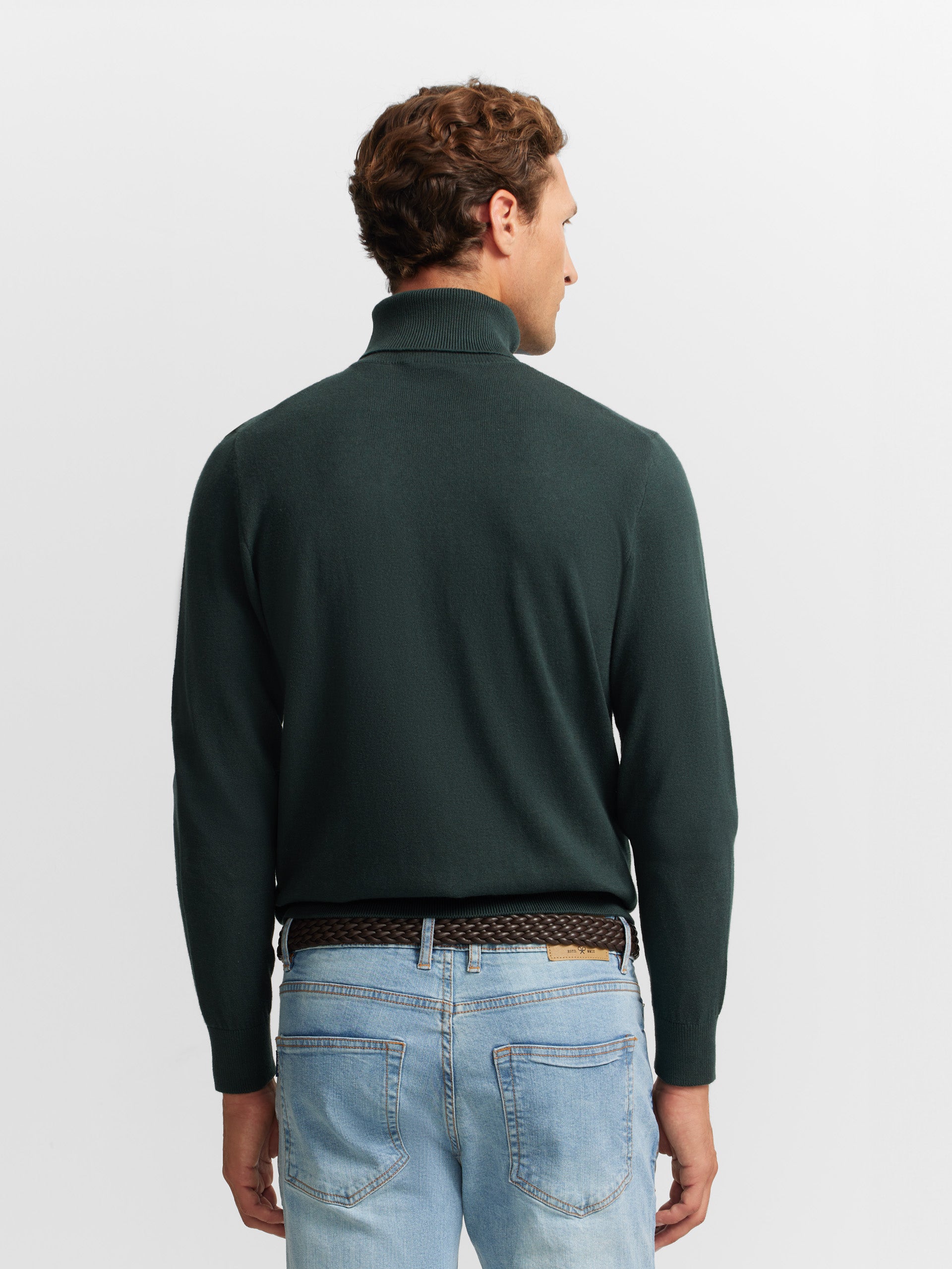 Plain dark green turtleneck sweater