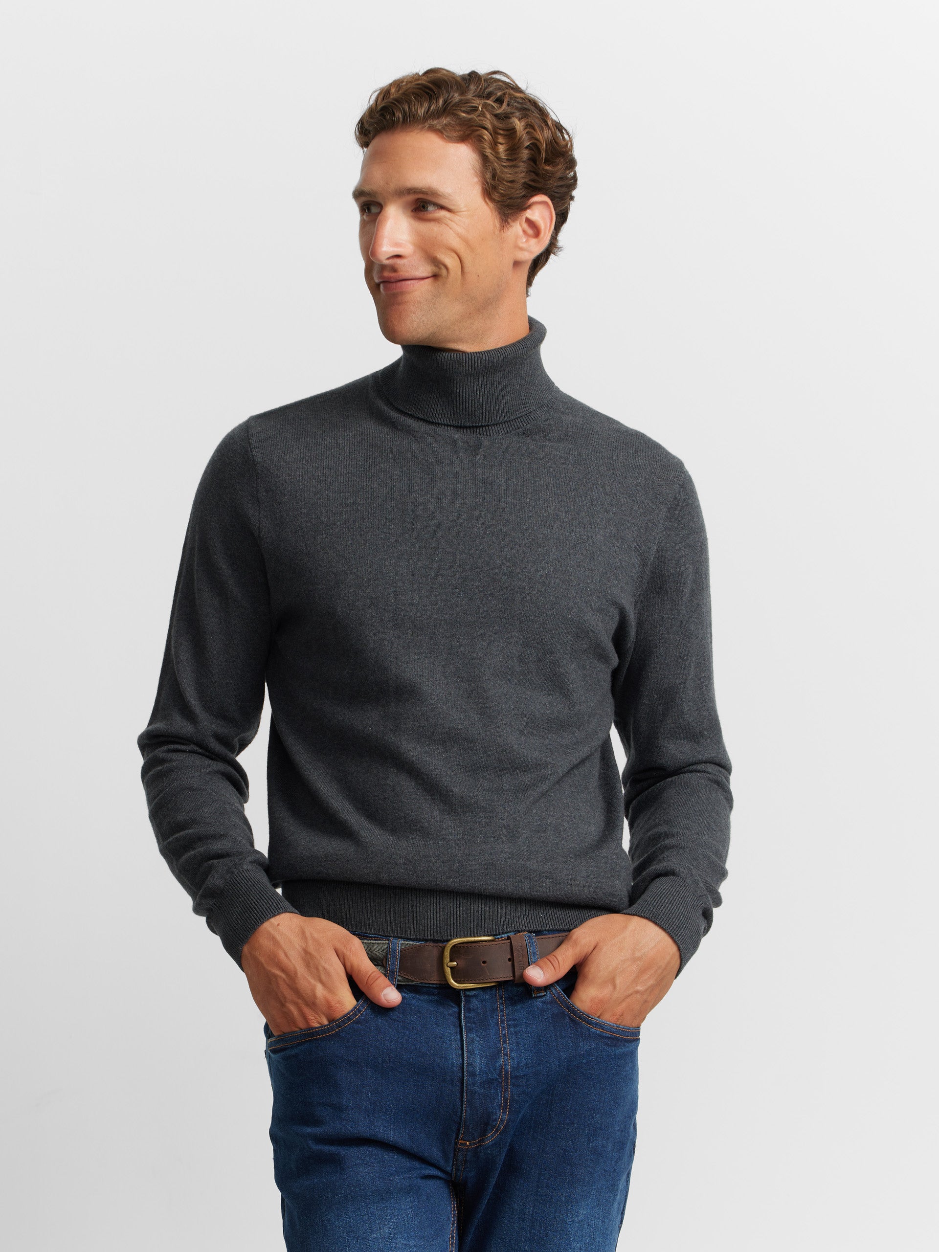 Plain medium grey turtleneck sweater