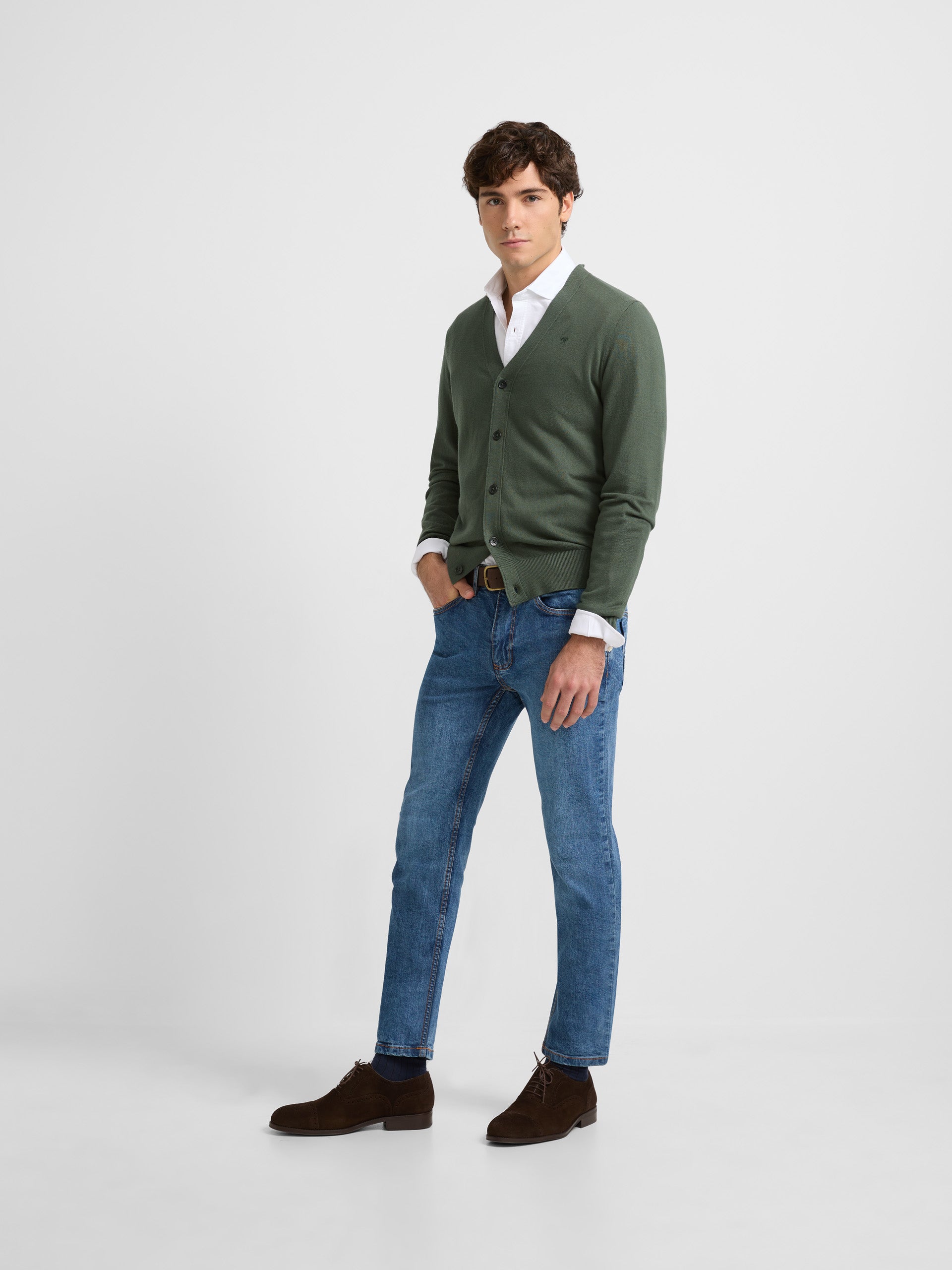 Classic plain green cardigan