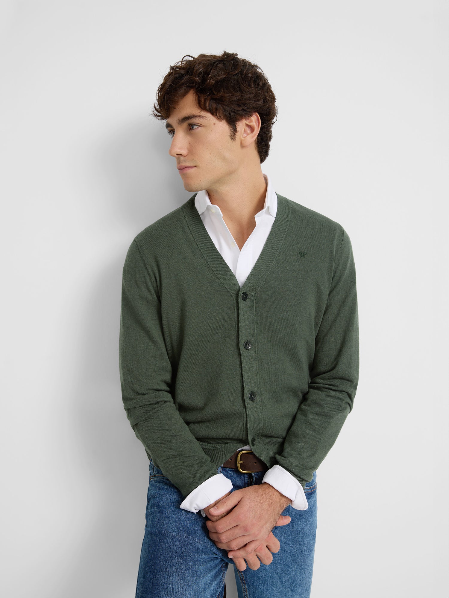 Cardigan clasico liso verde