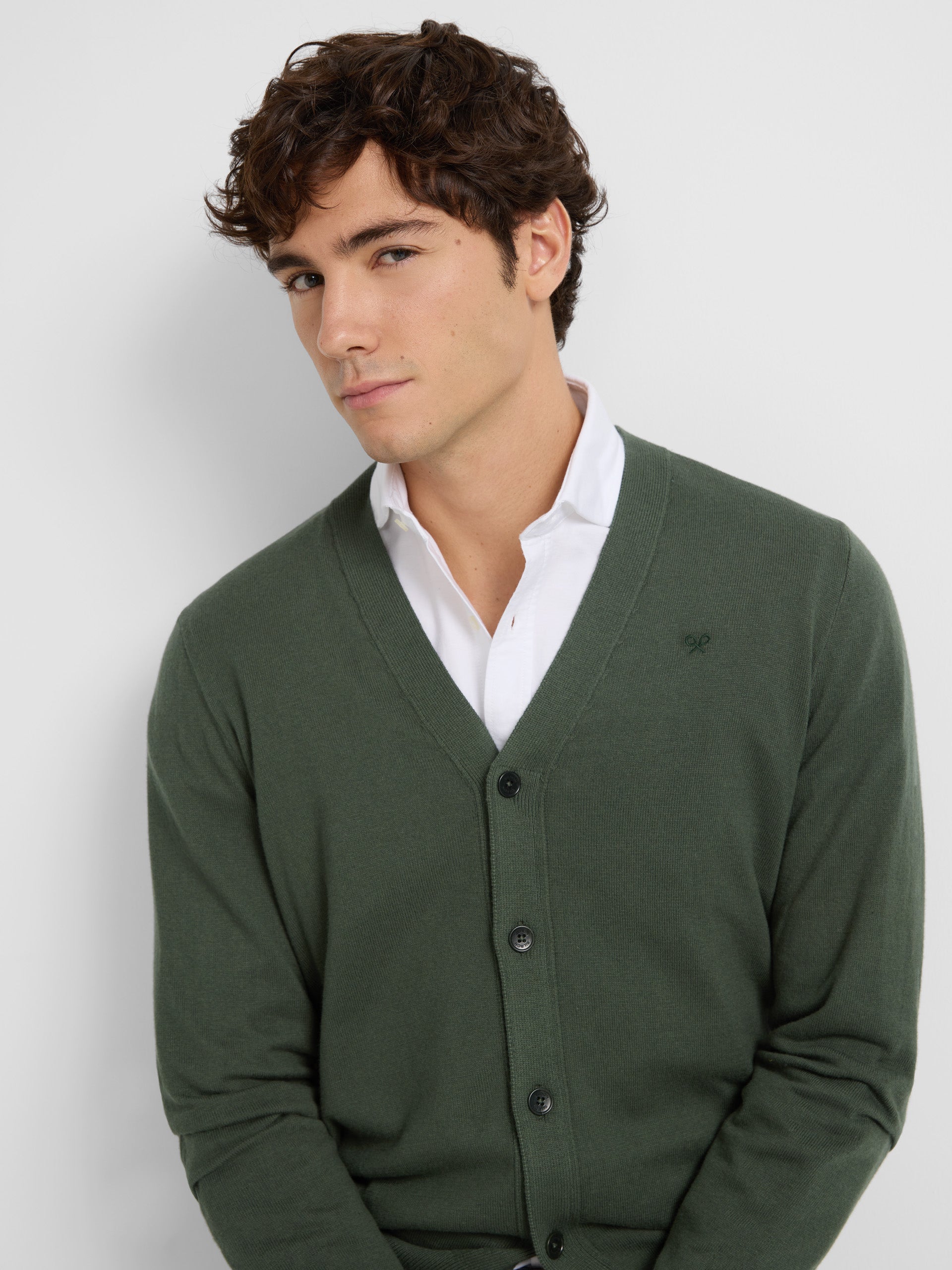 Cardigan clasico liso verde