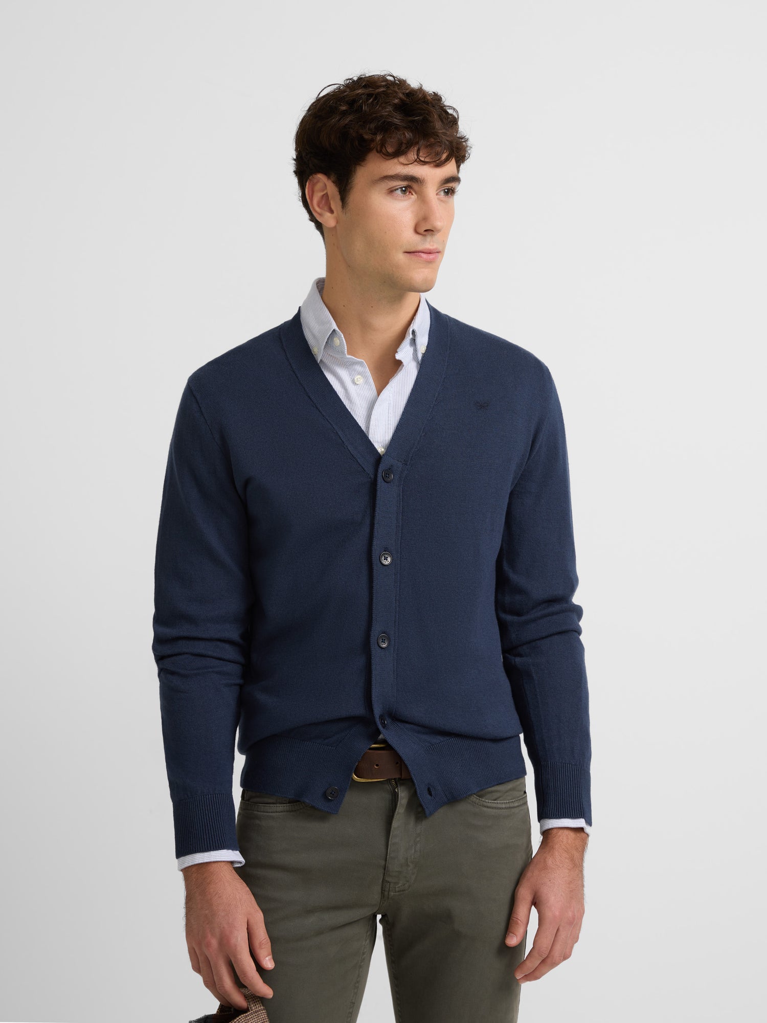 Cardigan classique uni bleu marine