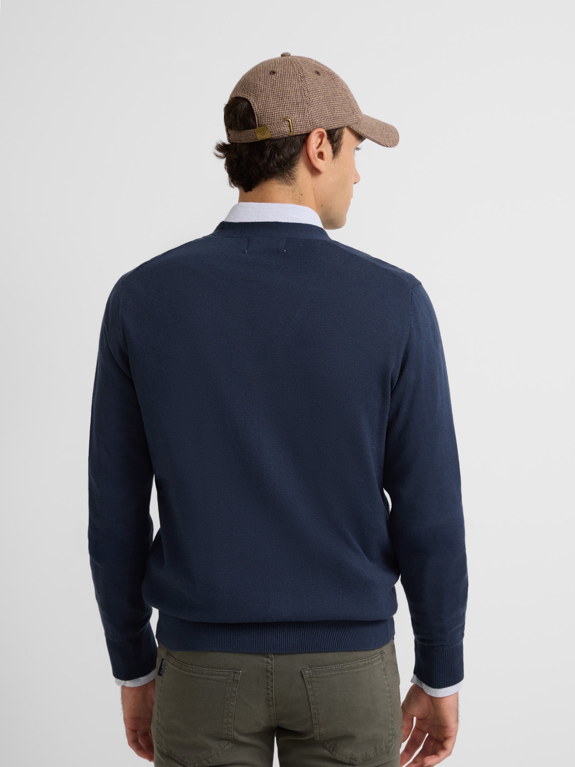 Classic plain navy blue cardigan