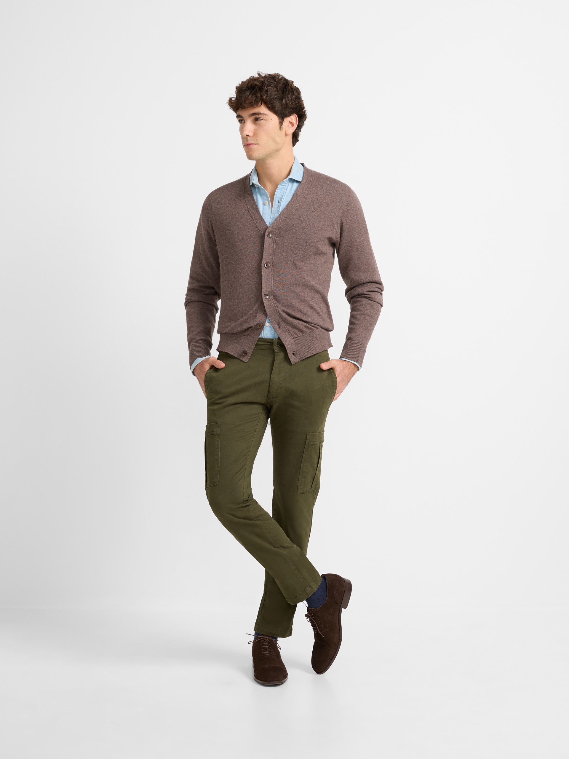 Cardigan clasico liso taupe