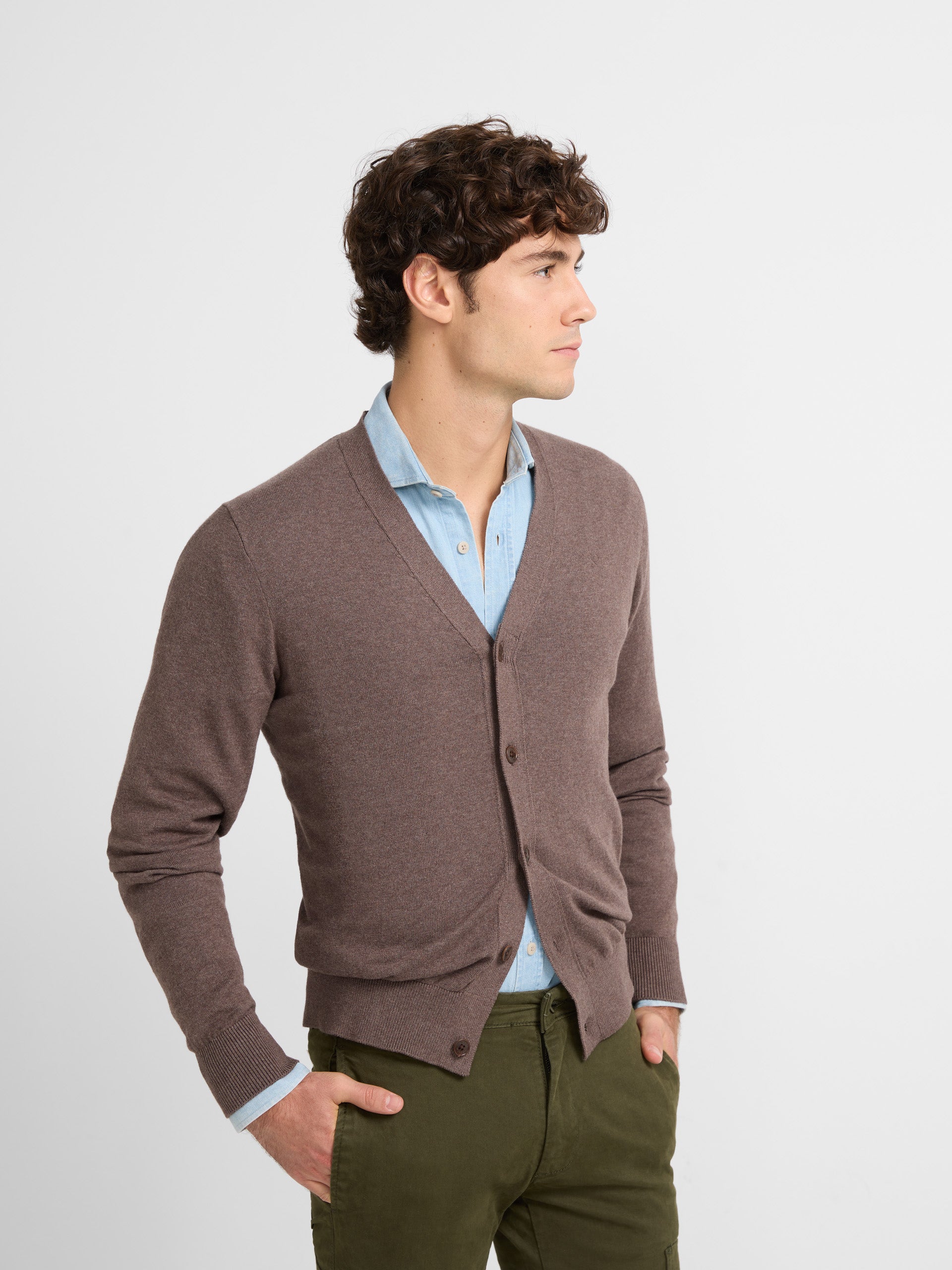 Cardigan classique uni taupe