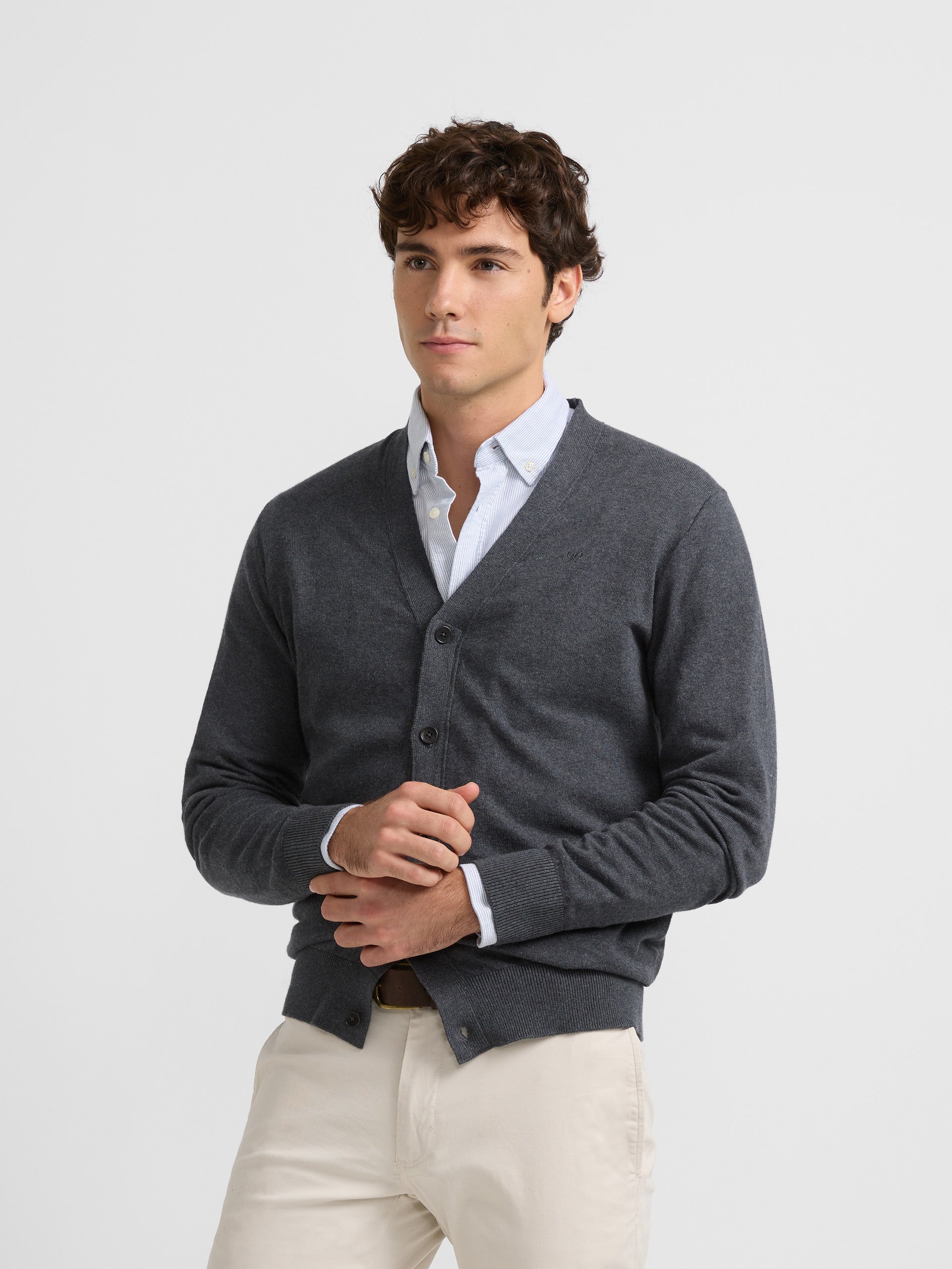 Cardigan gris uni classique