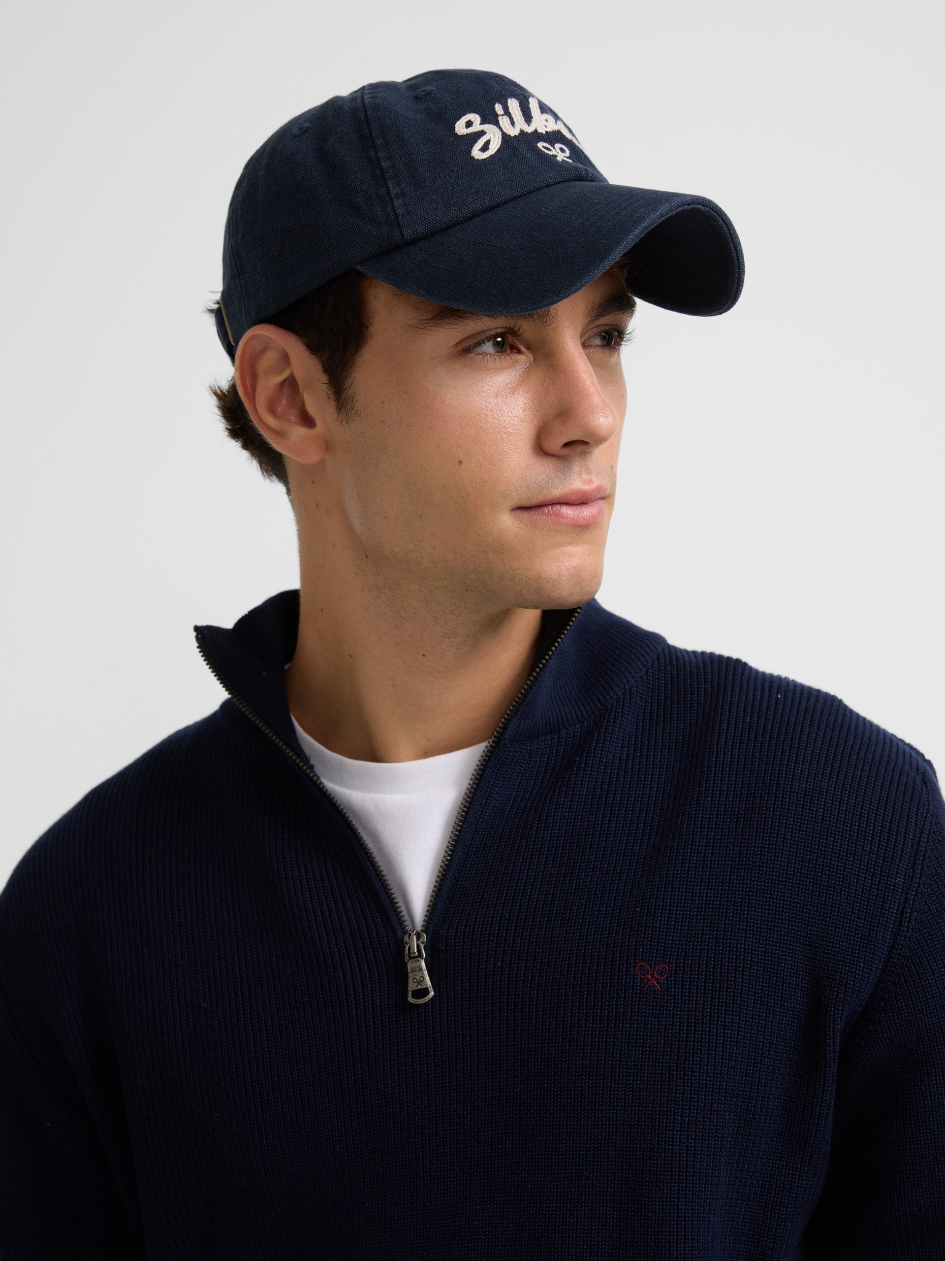 Pull demi-zippé bleu marine