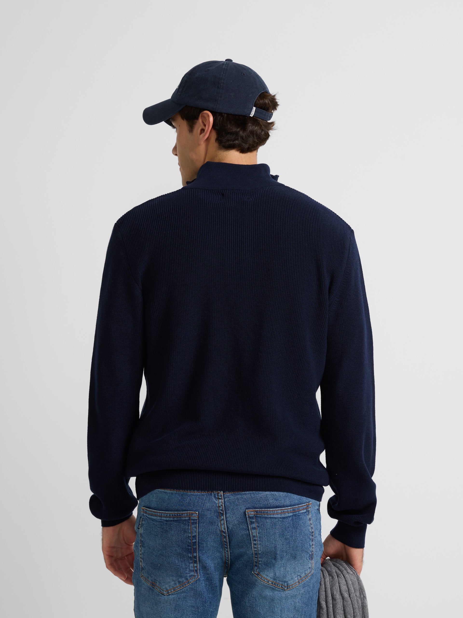 Pull demi-zippé bleu marine