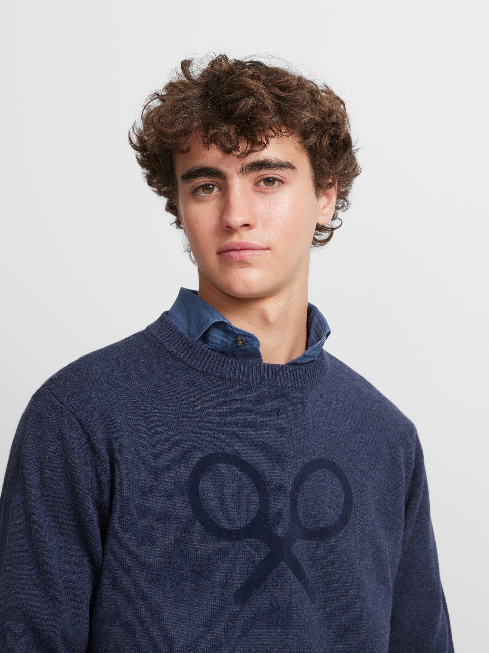 Navy blue front logo sweater