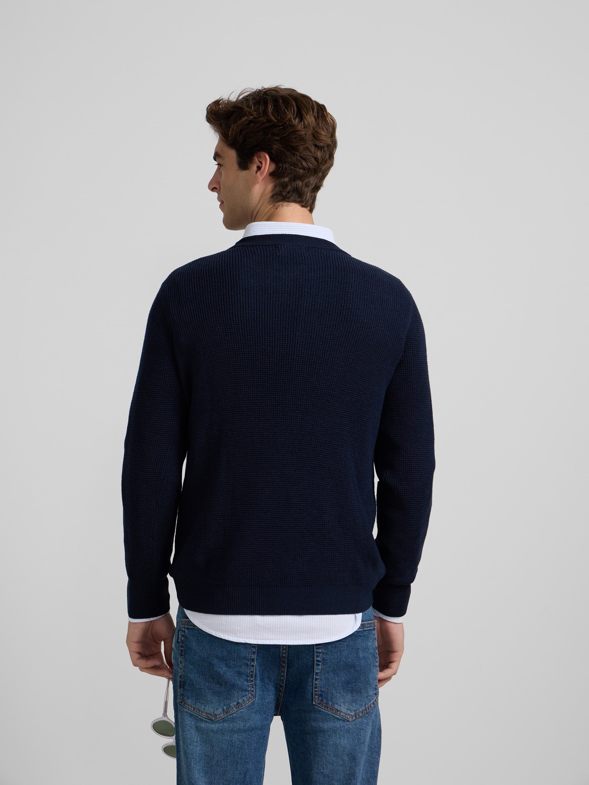 Navy blue mini structured jersey