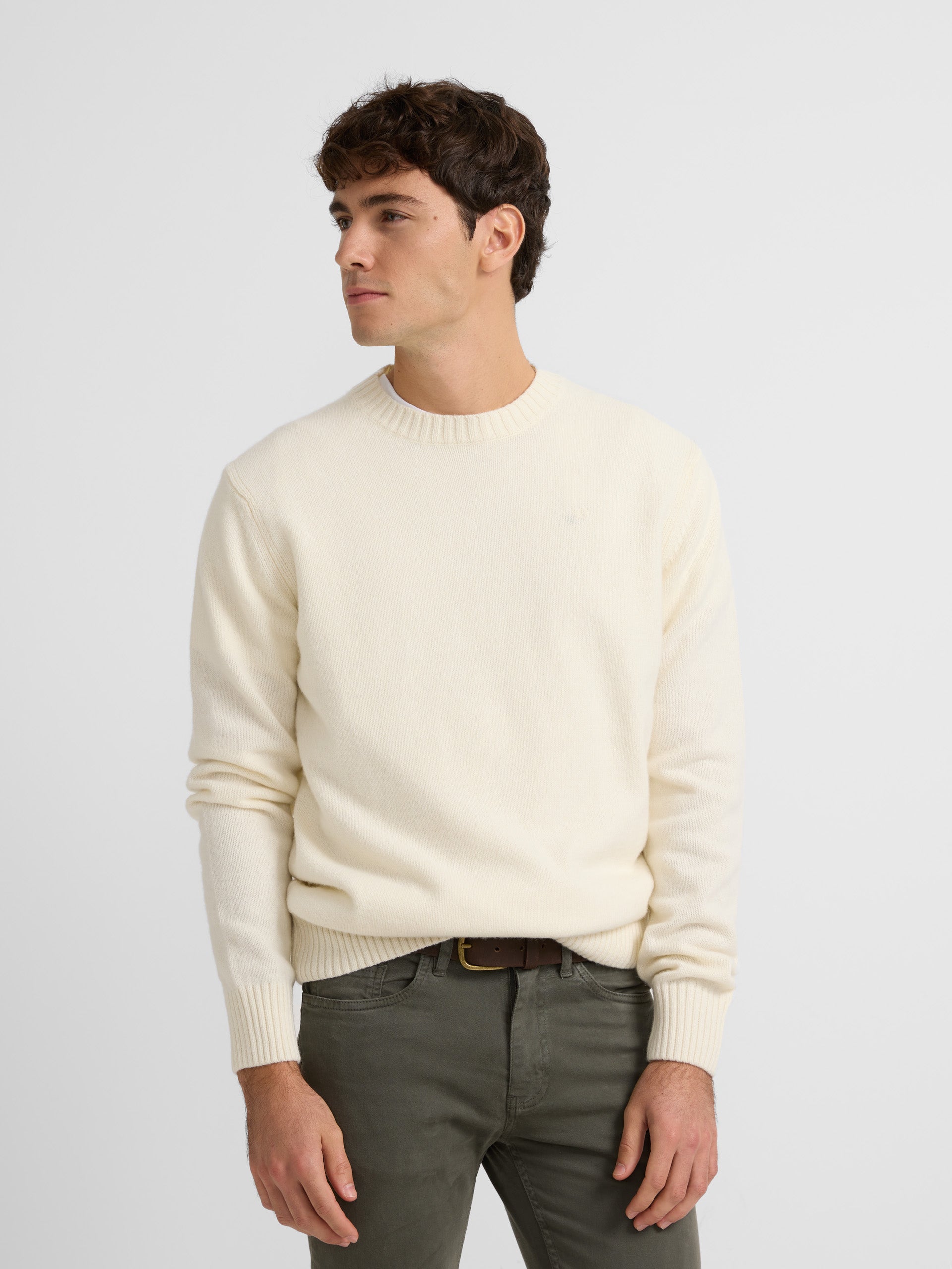 Pull classique en laine beige