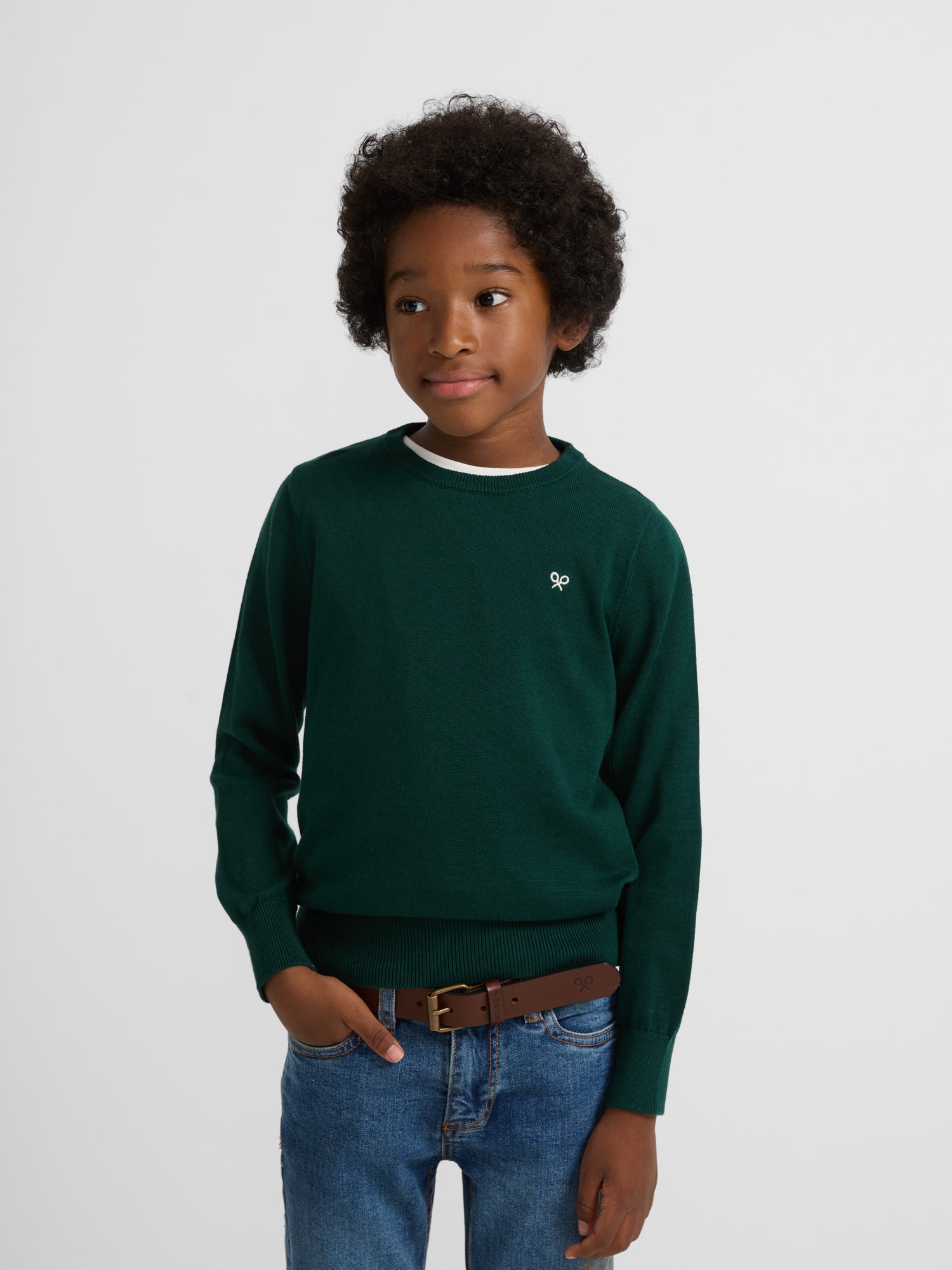 Jersey kids liso cuello redondo verde