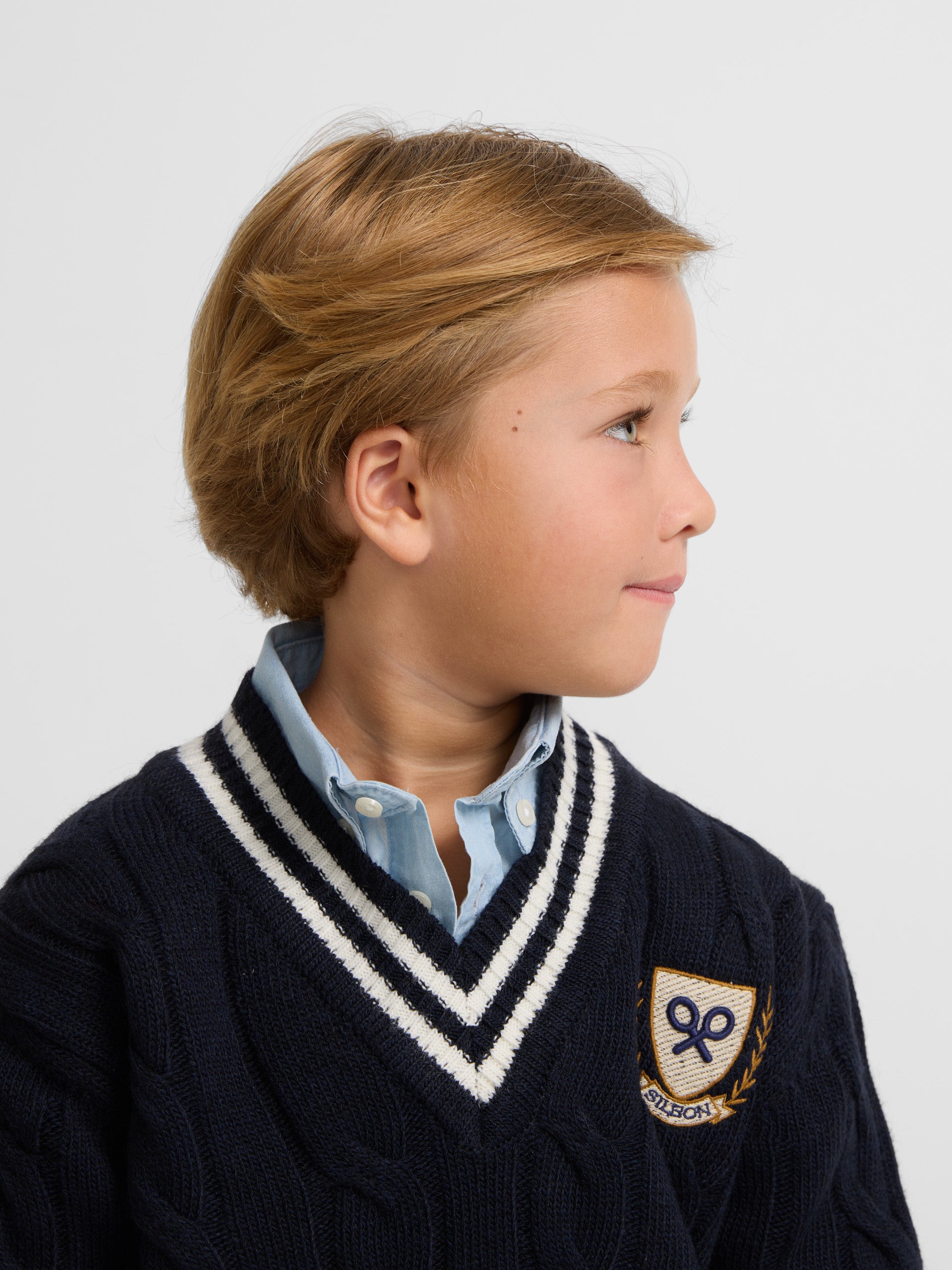 Maillot enfant College Shield bleu moyen