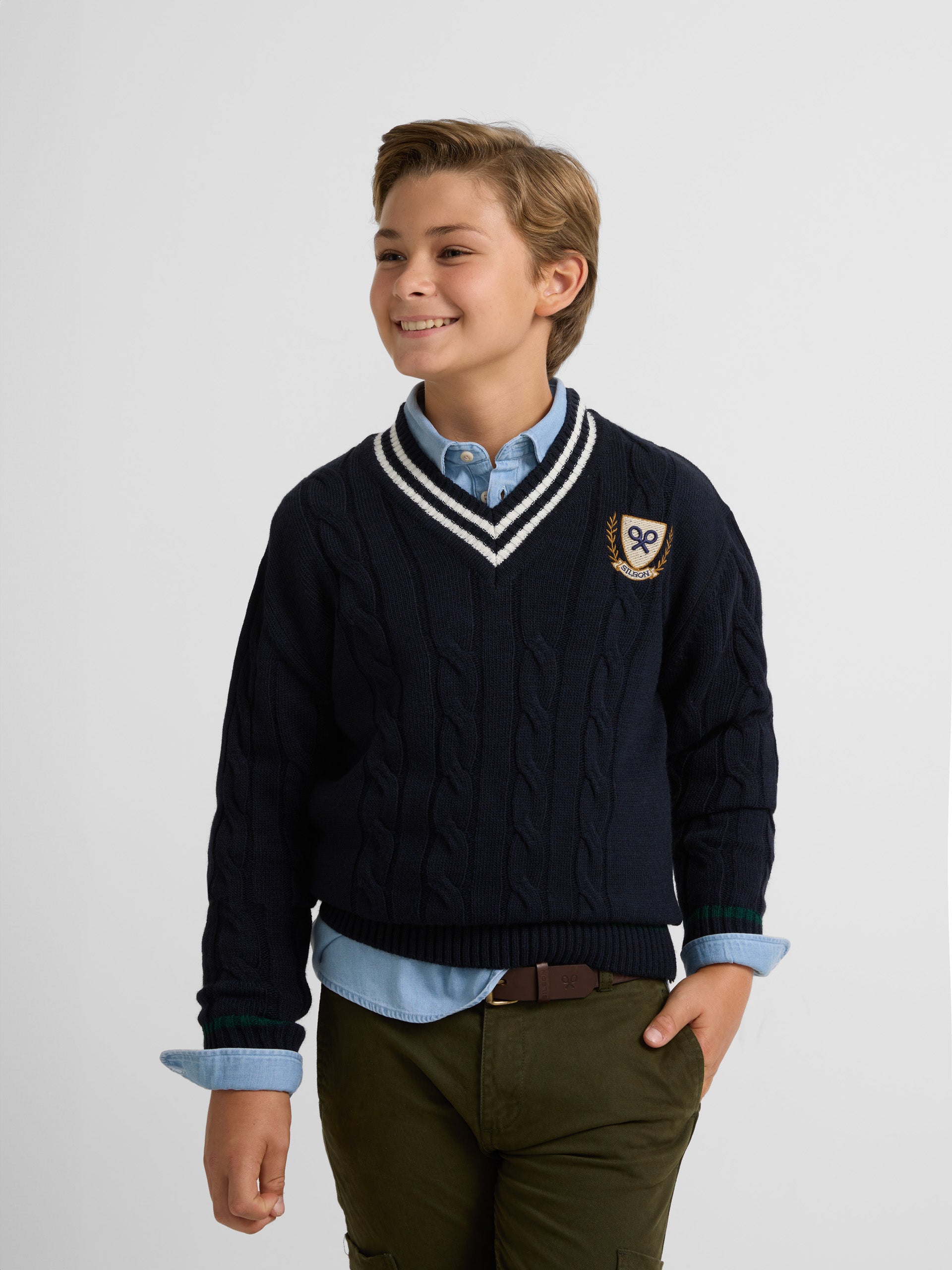 Jersey kids escudo college azul medio