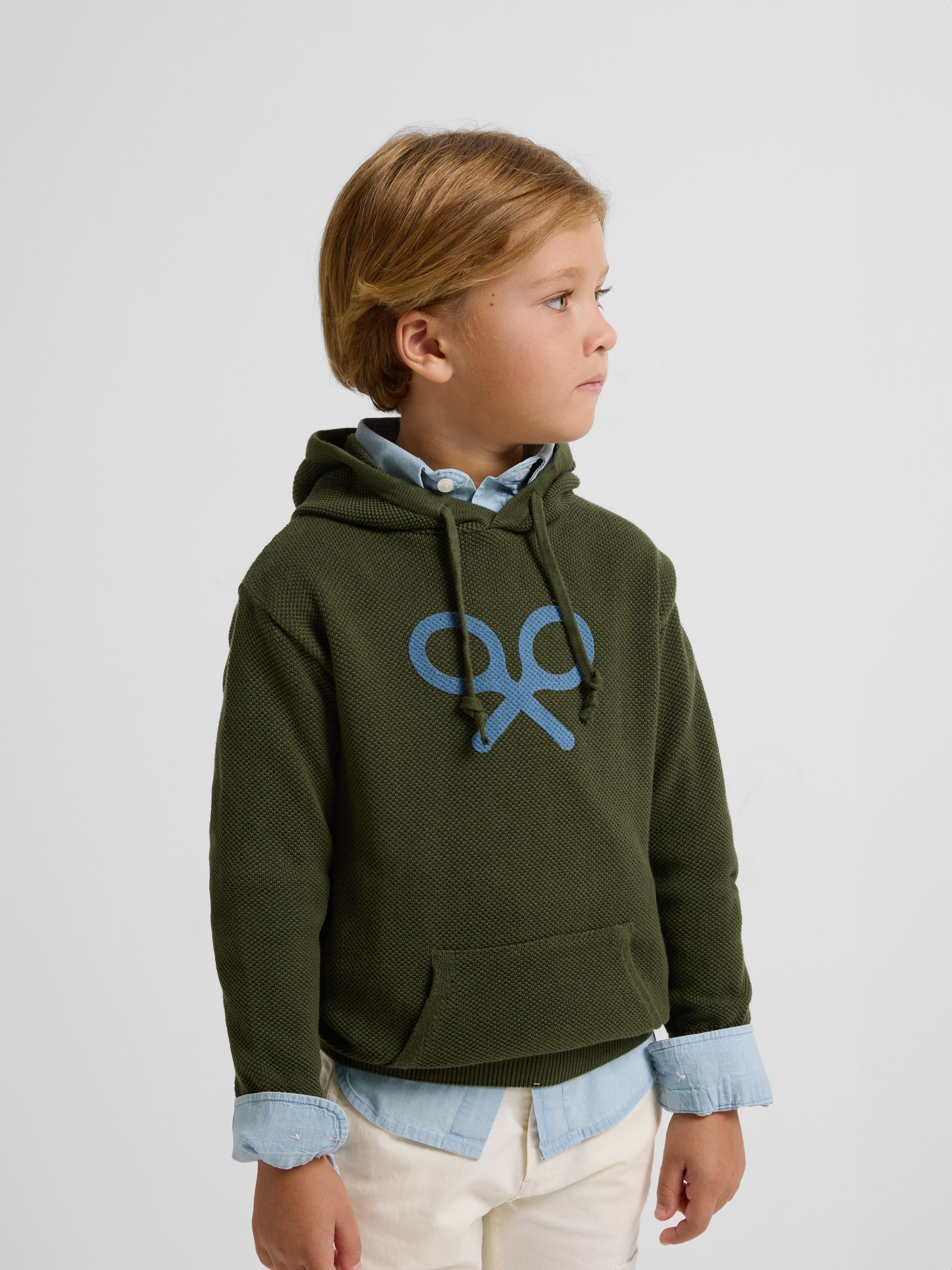 Kids green hooded racquet jersey