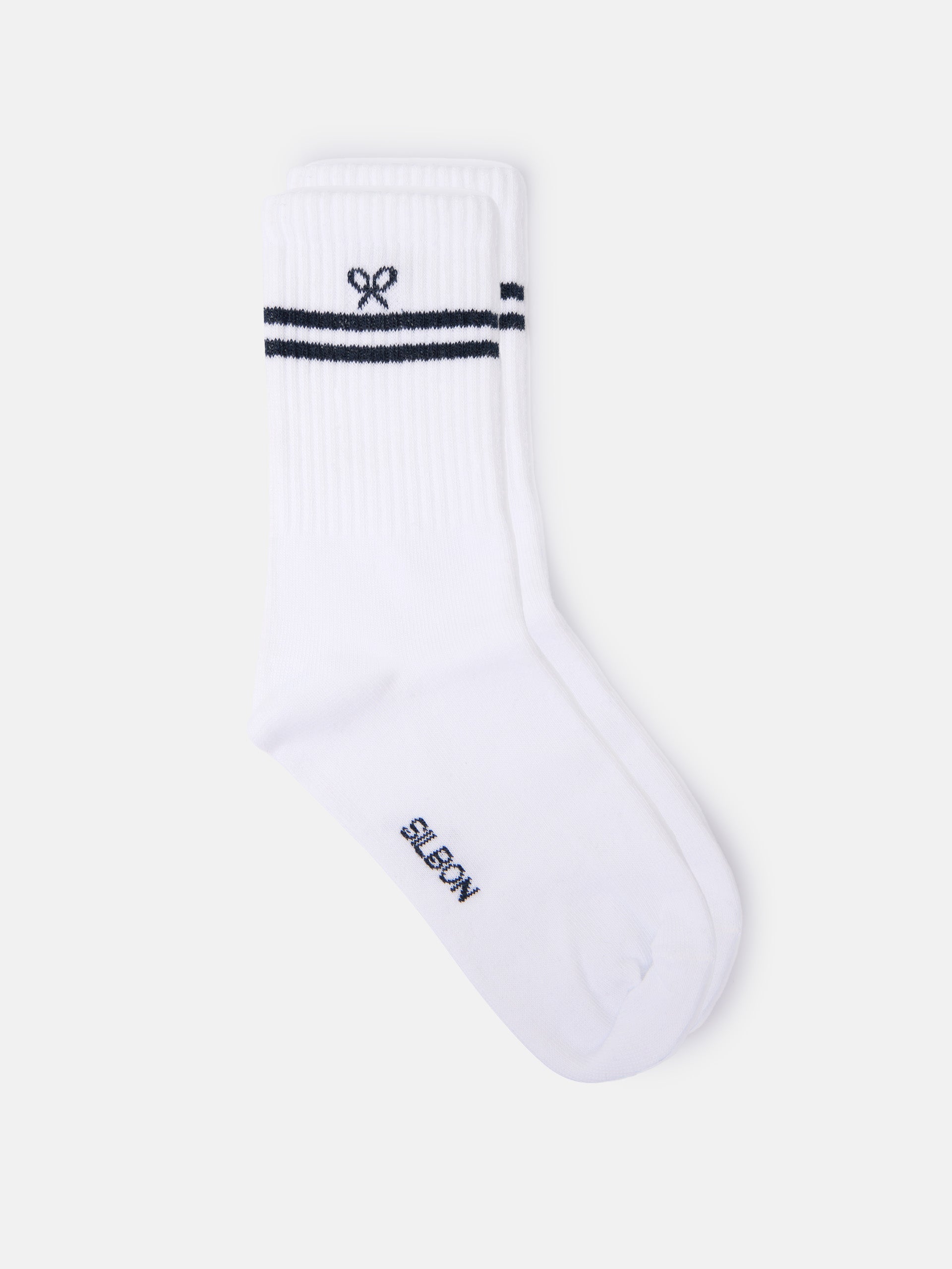 Silbon sport white striped kids socks