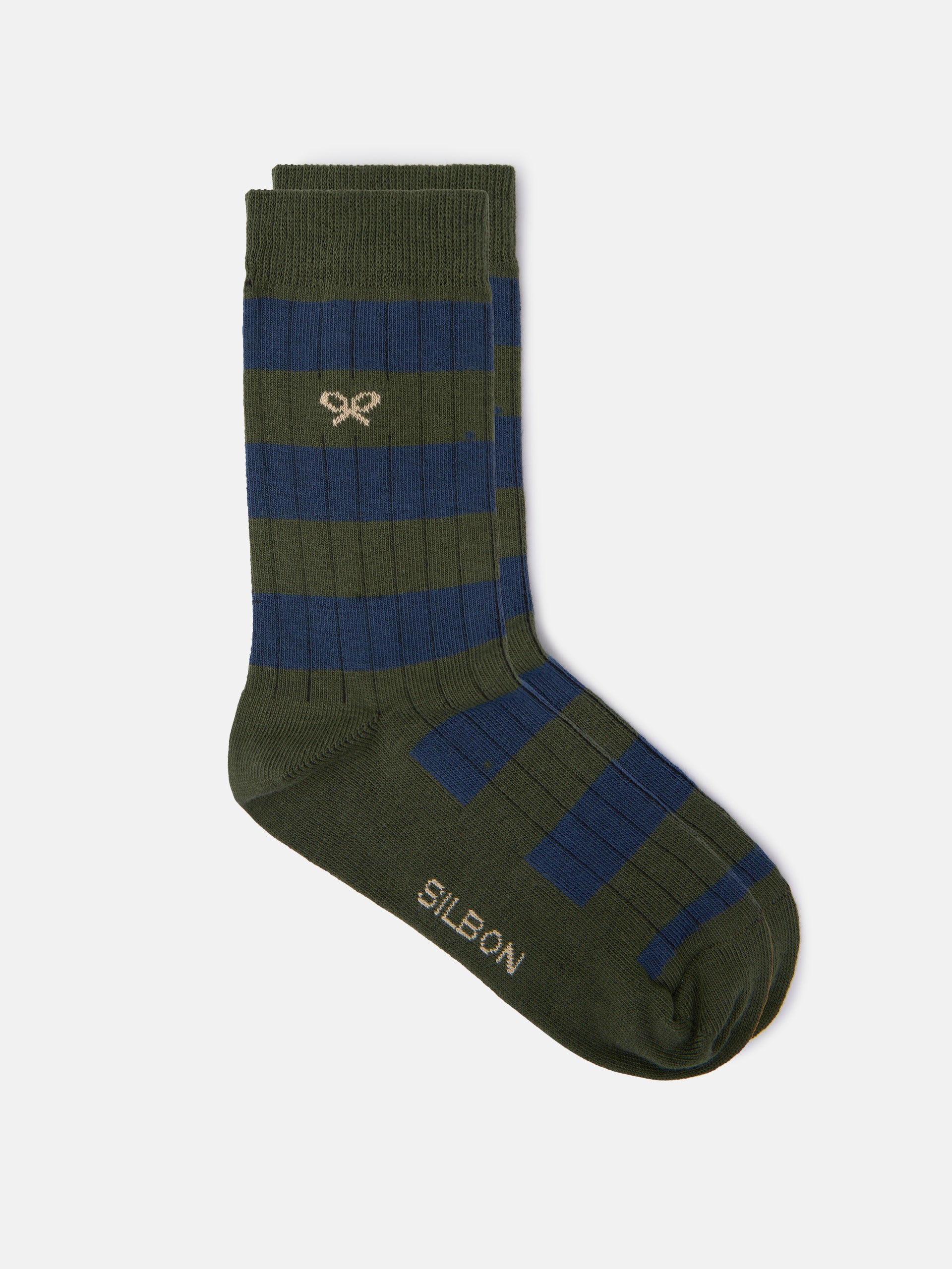 Kids socks whistle green stripes