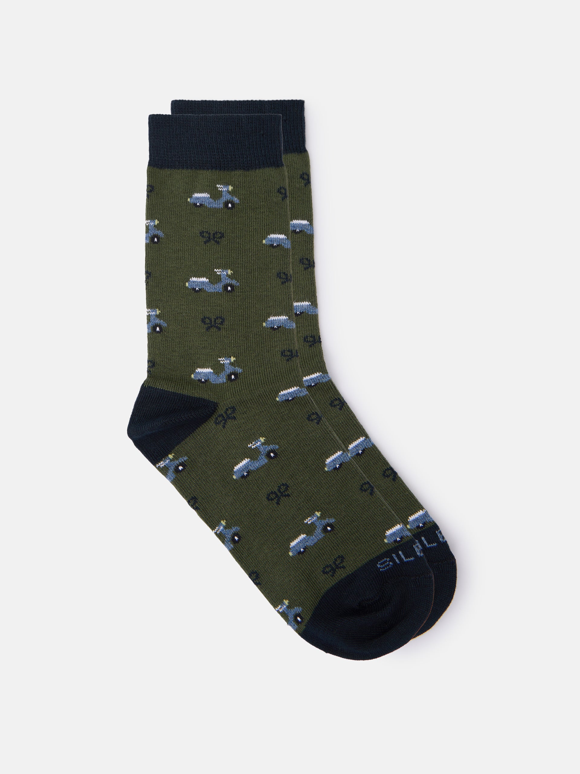 Silbon kids green motorcycle socks