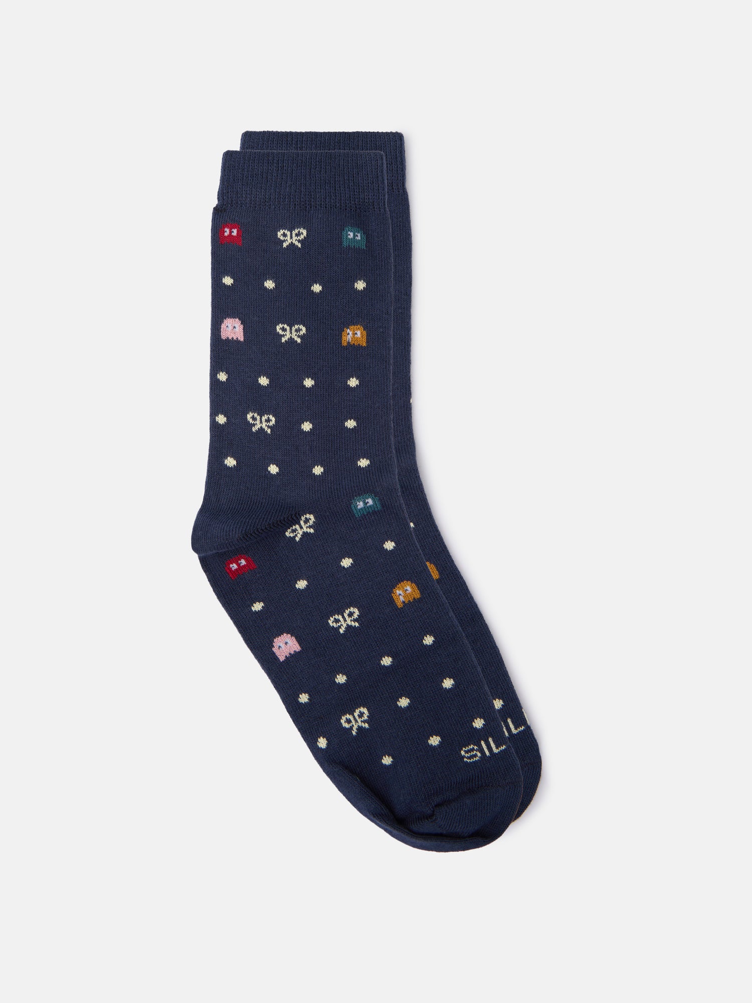 Chaussettes enfant silbon pac-man bleu marine