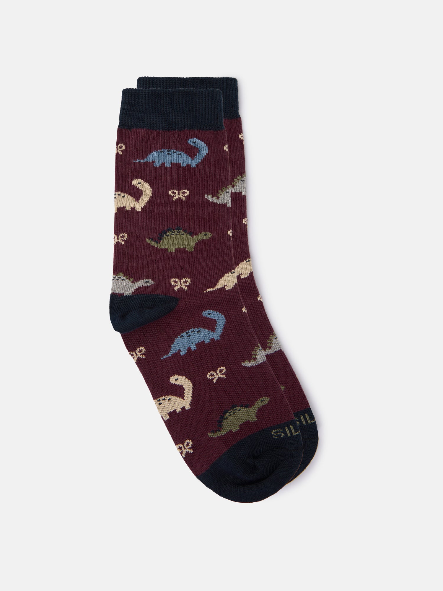 Kids socks whistle dinosaurs burgundy