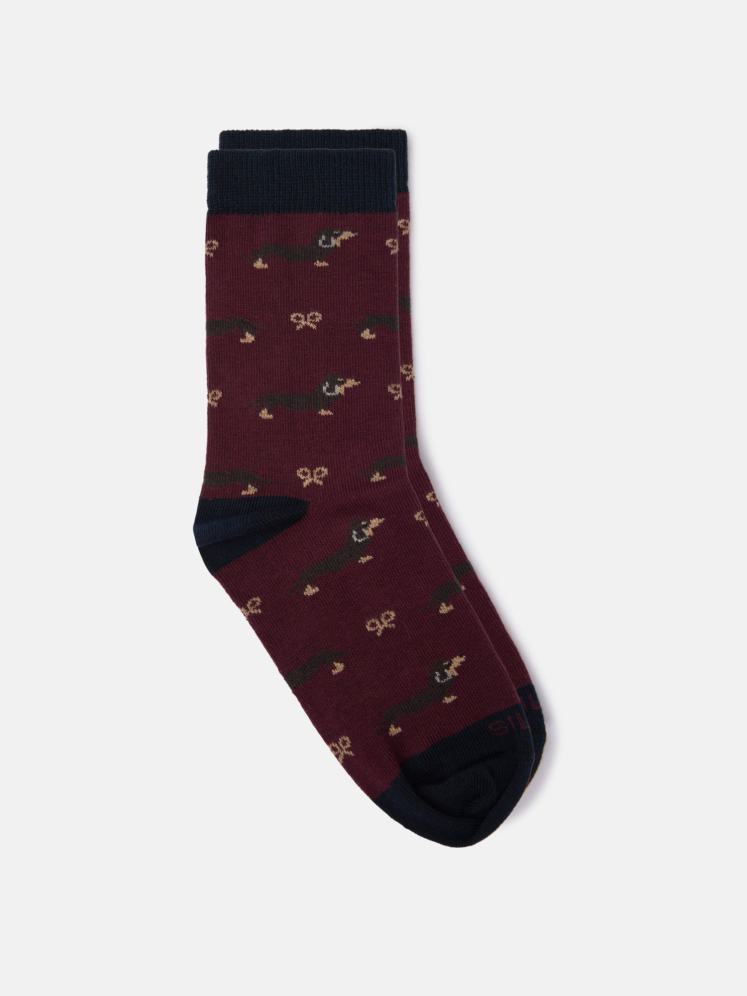 Burgundy silbon doggy kids socks