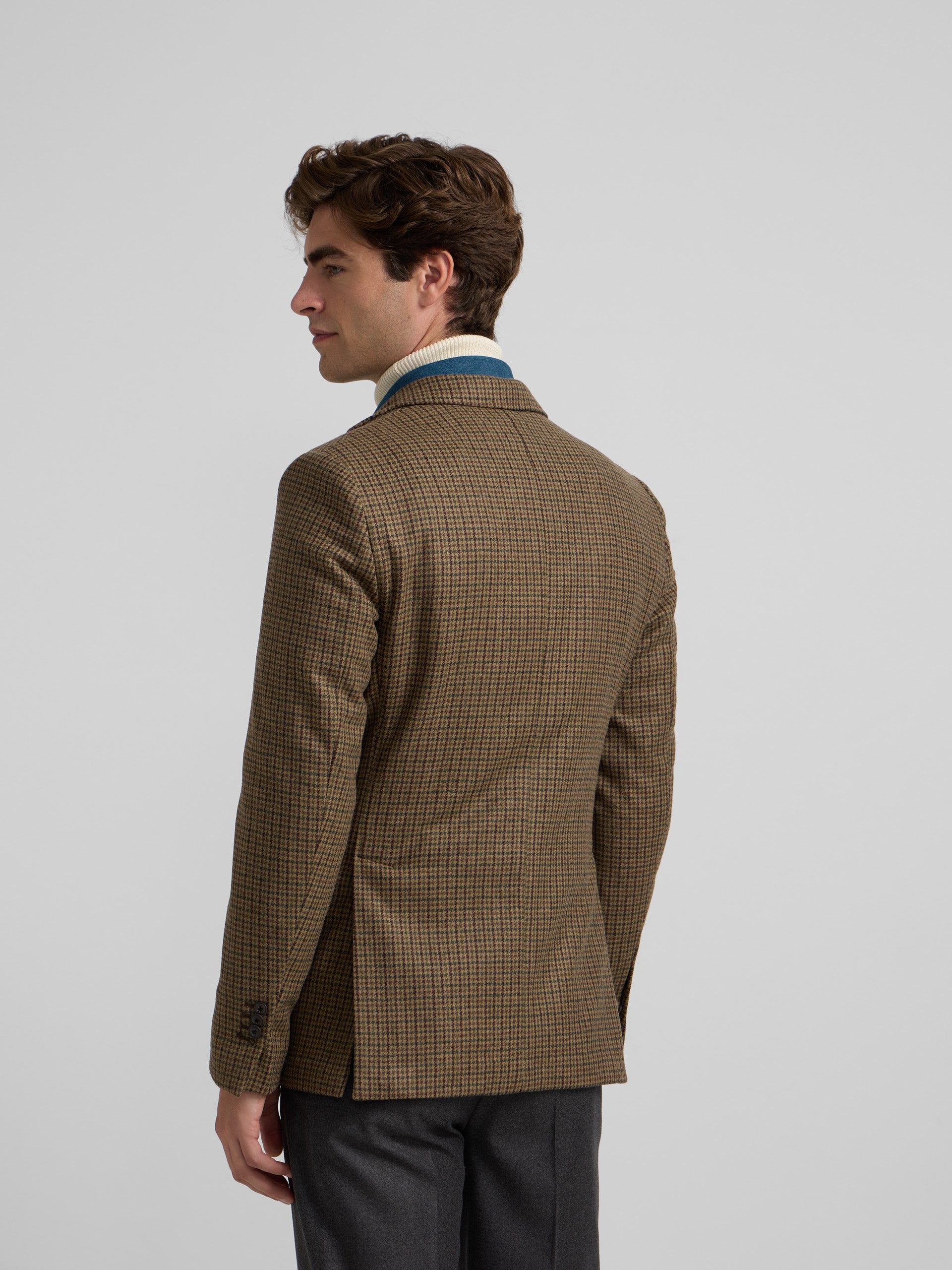 Blazer classique pied-de-poule marron